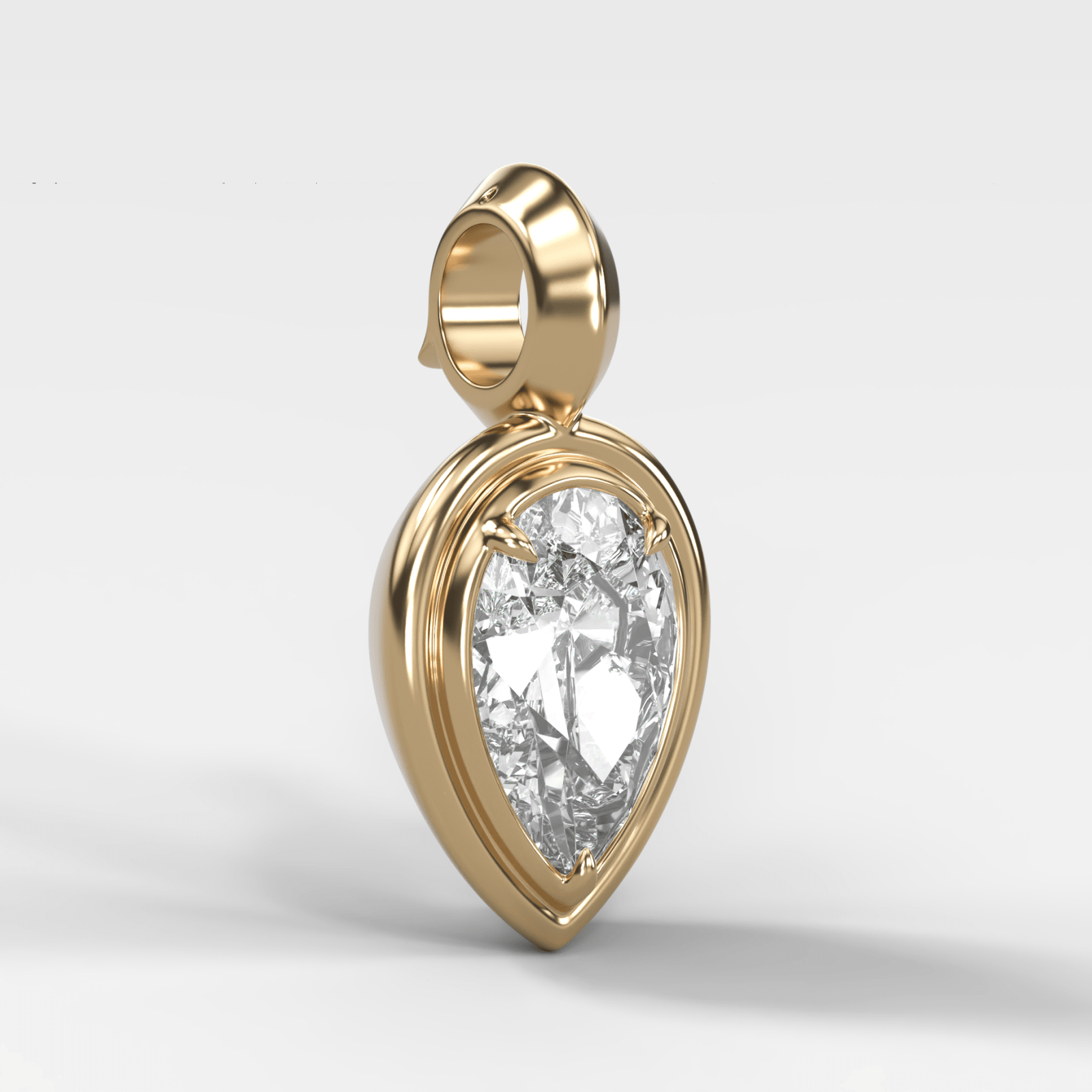 Double Bezel Flipped Pear Attachable Diamond Pendant - GOODSTONE