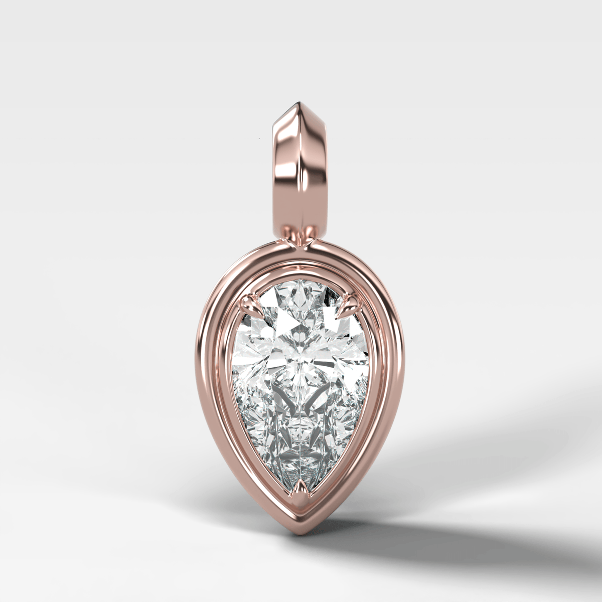 Double Bezel Flipped Pear Attachable Diamond Pendant - GOODSTONE