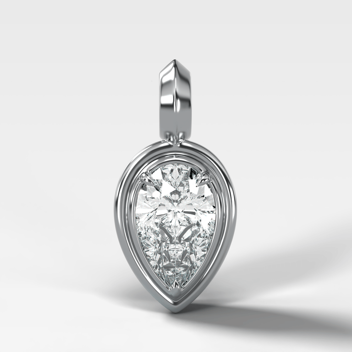 Double Bezel Flipped Pear Attachable Diamond Pendant - GOODSTONE