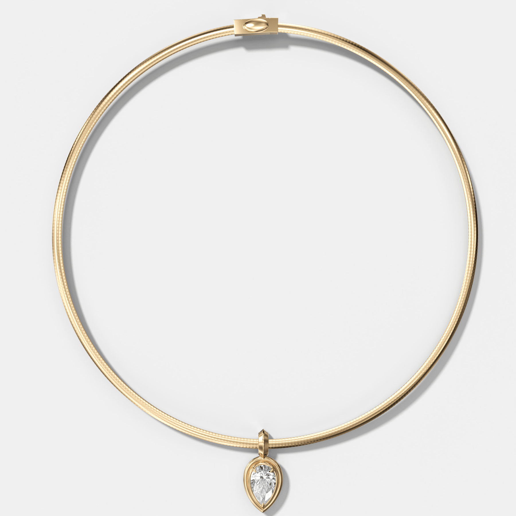 Double Bezel Flipped Pear Attachable Diamond Pendant With Reversible Omega Chain (3mm) - GOODSTONE