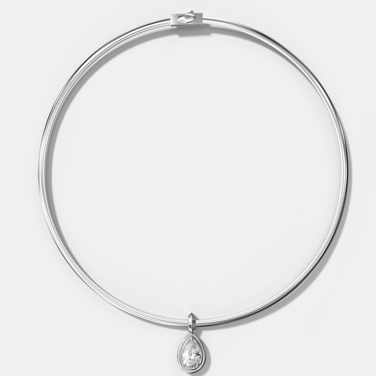 Double Bezel Pear Attachable Diamond Pendant With Reversible Omega Chain (3mm) - GOODSTONE