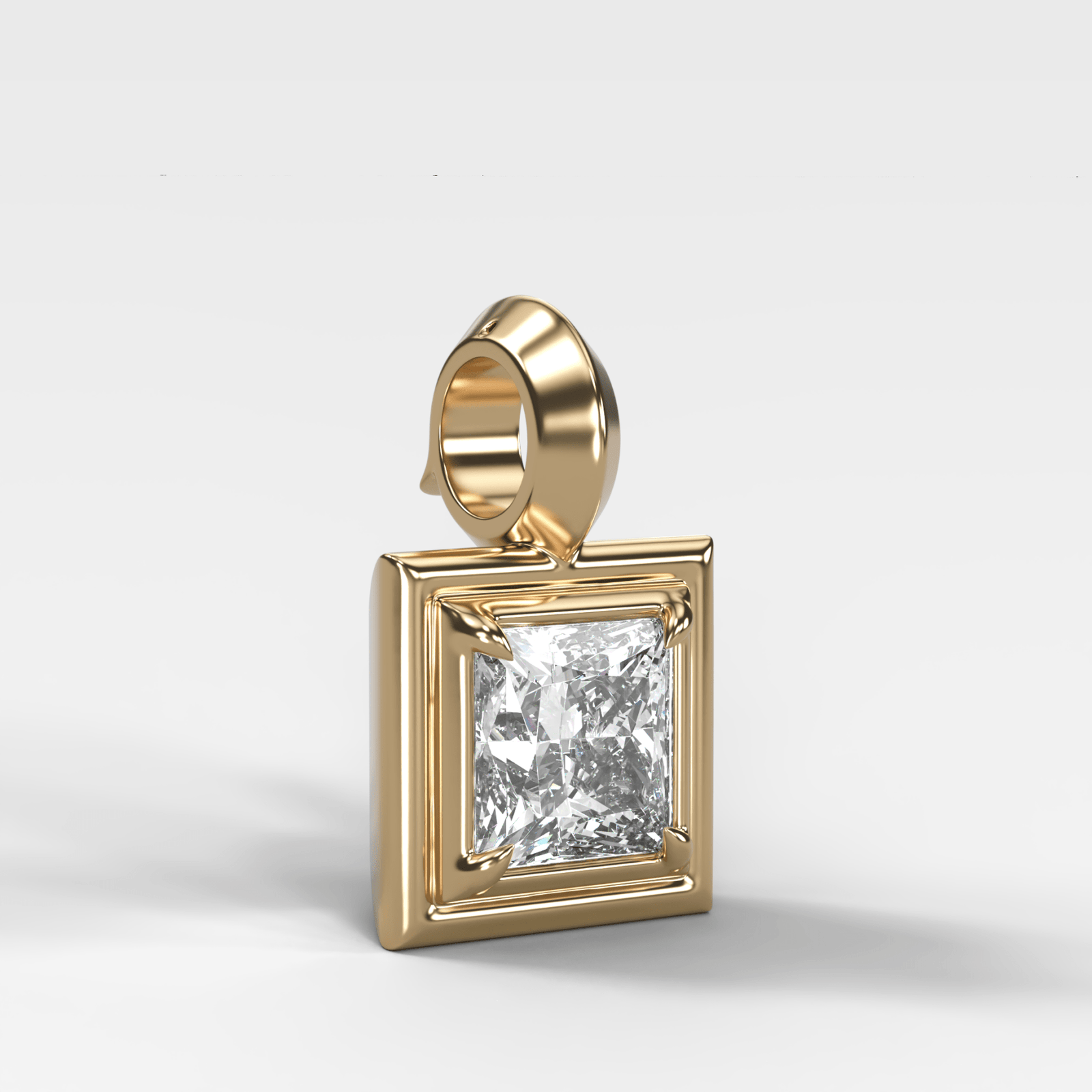 Double Bezel Princess Attachable Diamond Pendant - GOODSTONE