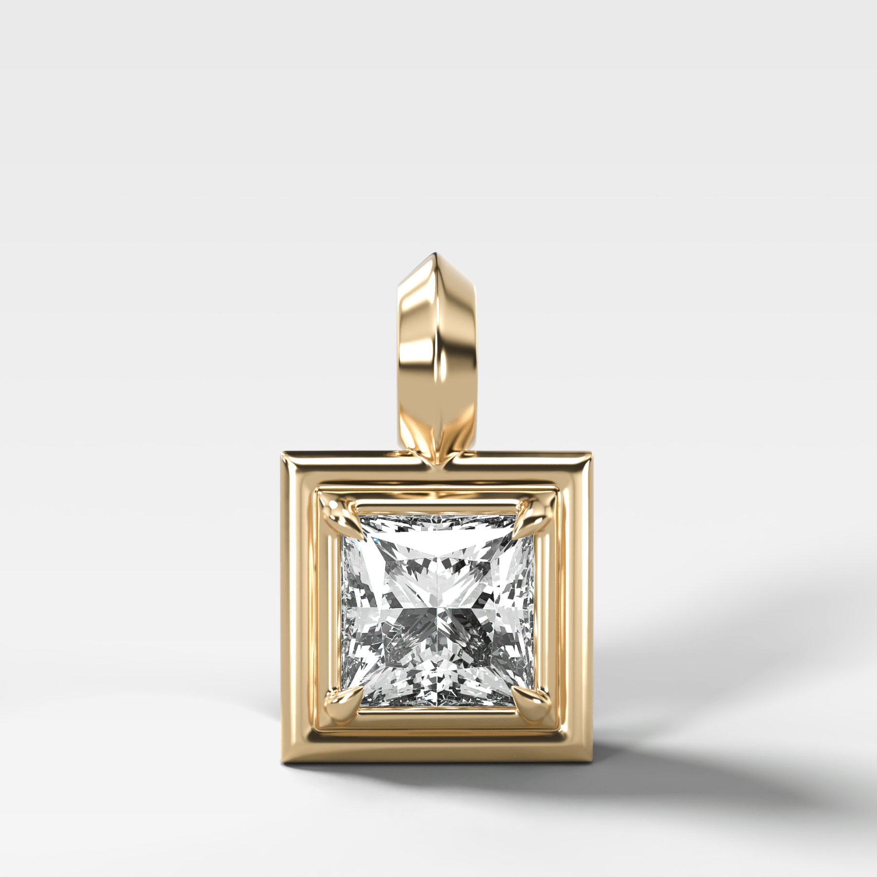 Double Bezel Princess Attachable Diamond Pendant - GOODSTONE