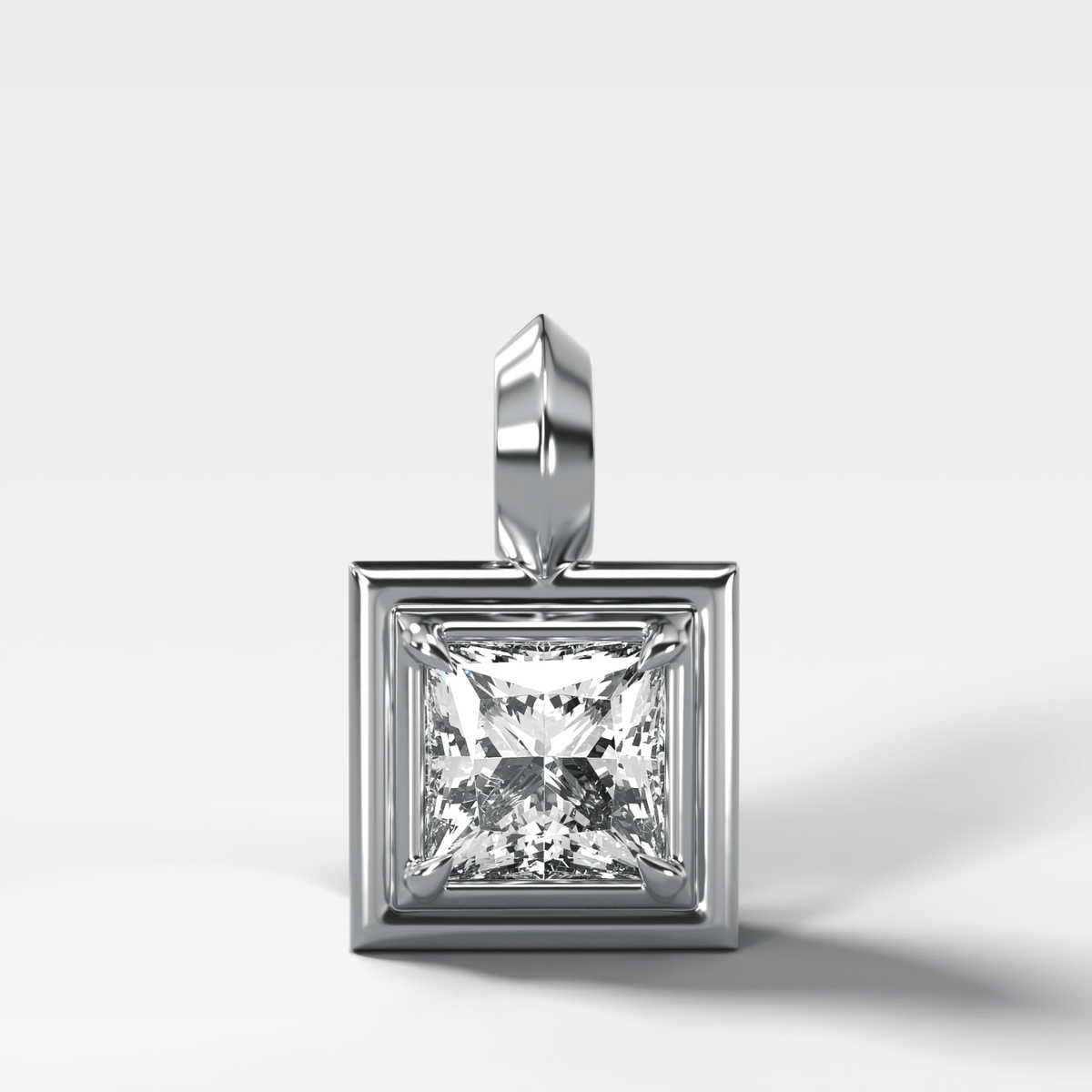 Double Bezel Princess Attachable Diamond Pendant - GOODSTONE