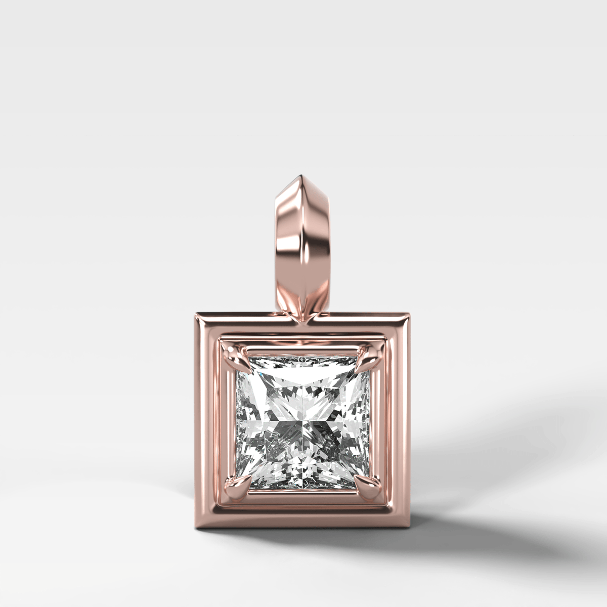Double Bezel Princess Attachable Diamond Pendant - GOODSTONE