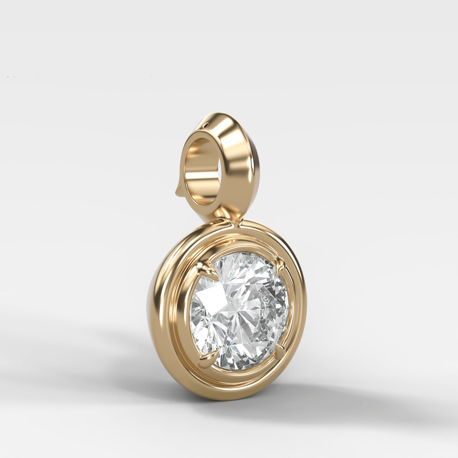 Double Bezel Round Attachable Diamond Pendant - GOODSTONE