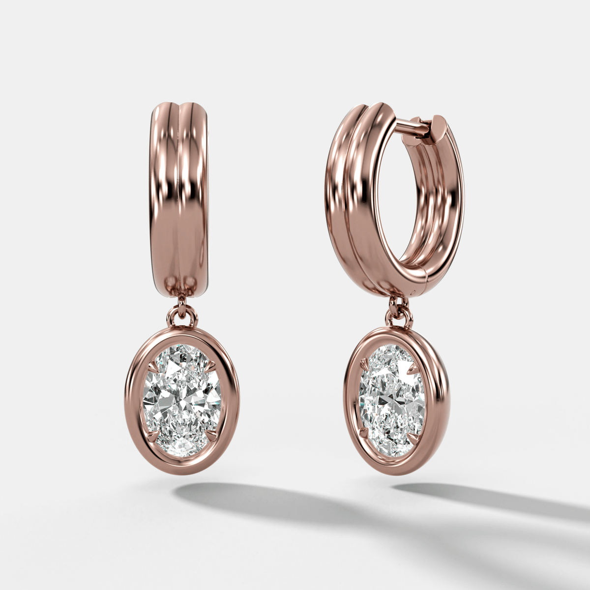 Double Row Club Earrings with Oval Cut Diamonds - GOODSTONE