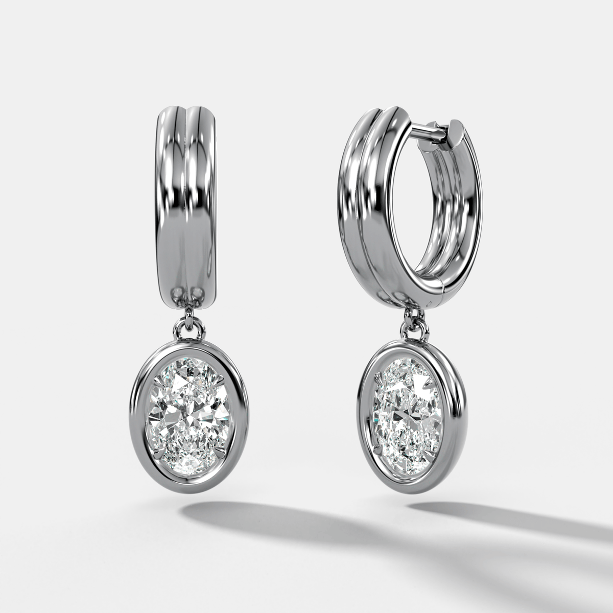 Double Row Club Earrings with Oval Cut Diamonds - GOODSTONE