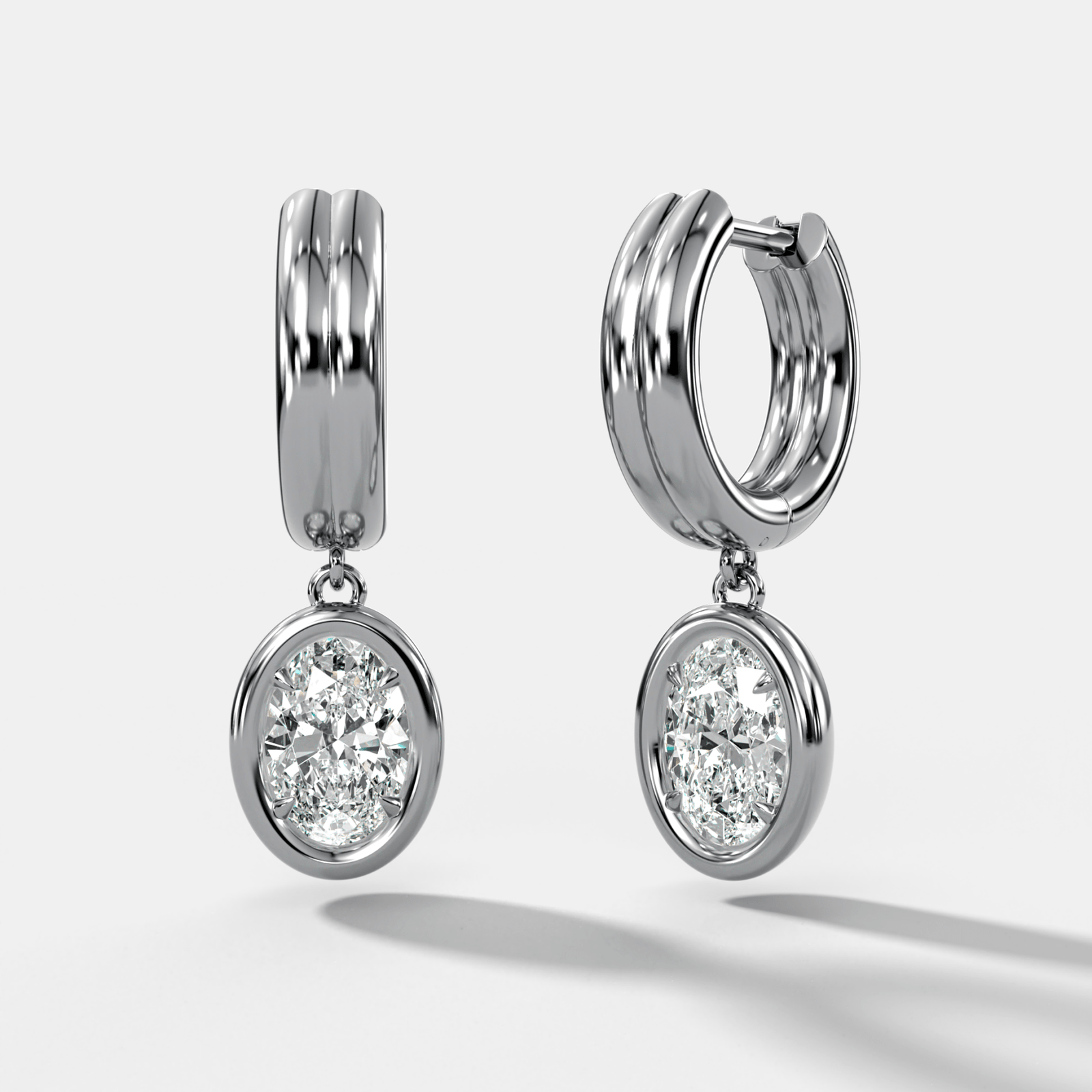 Double Row Club Earrings with Oval Cut Diamonds - GOODSTONE