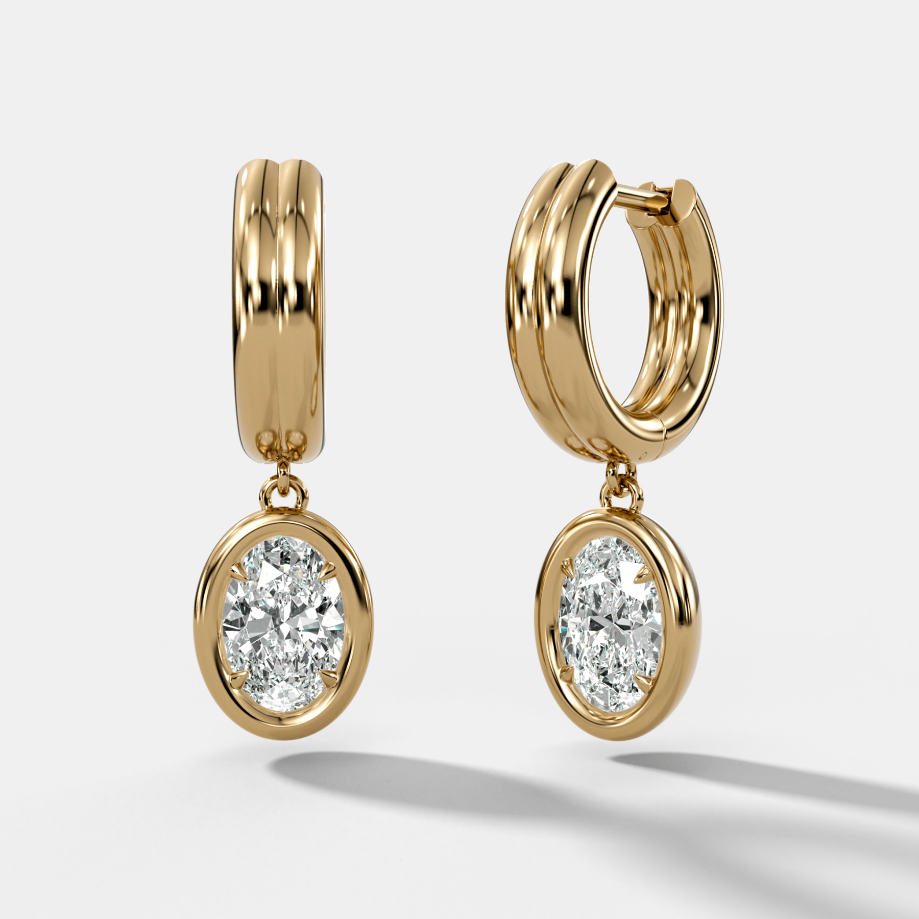 Double Row Club Earrings with Oval Cut Diamonds - GOODSTONE