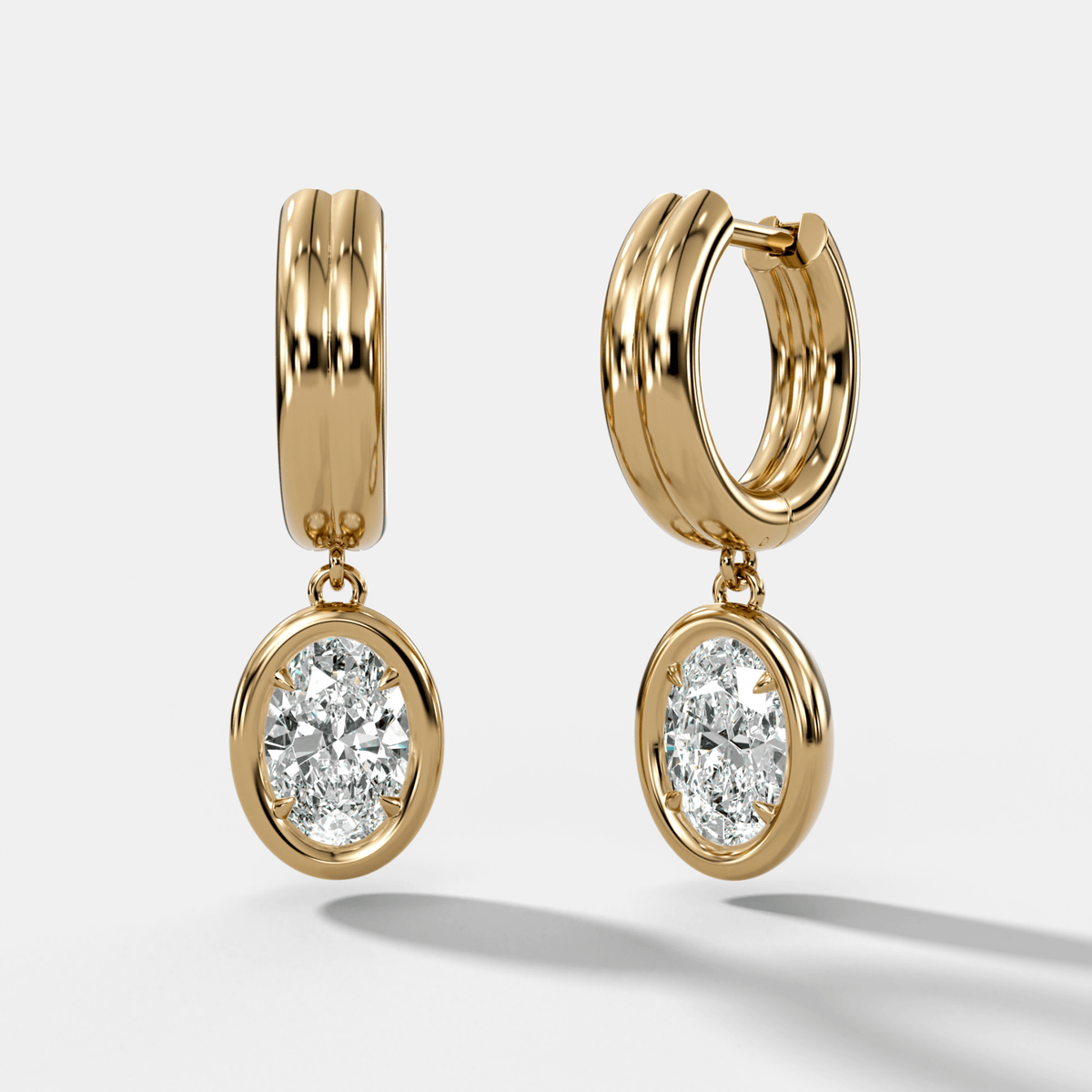 Double Row Club Earrings with Oval Cut Diamonds - GOODSTONE