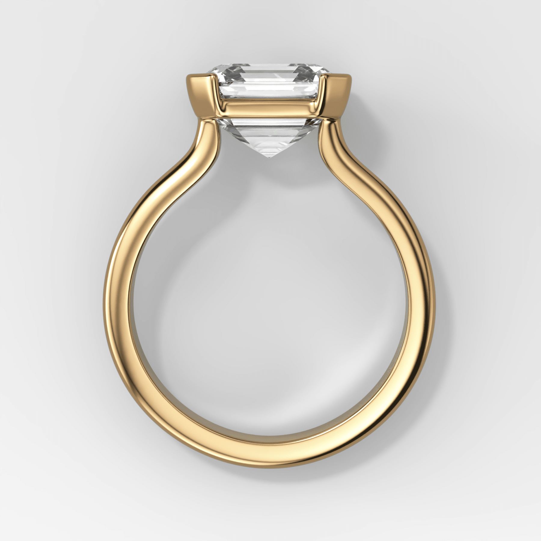 Asscher Double Row East West Half Bezel Engagement Ring | GoodStone