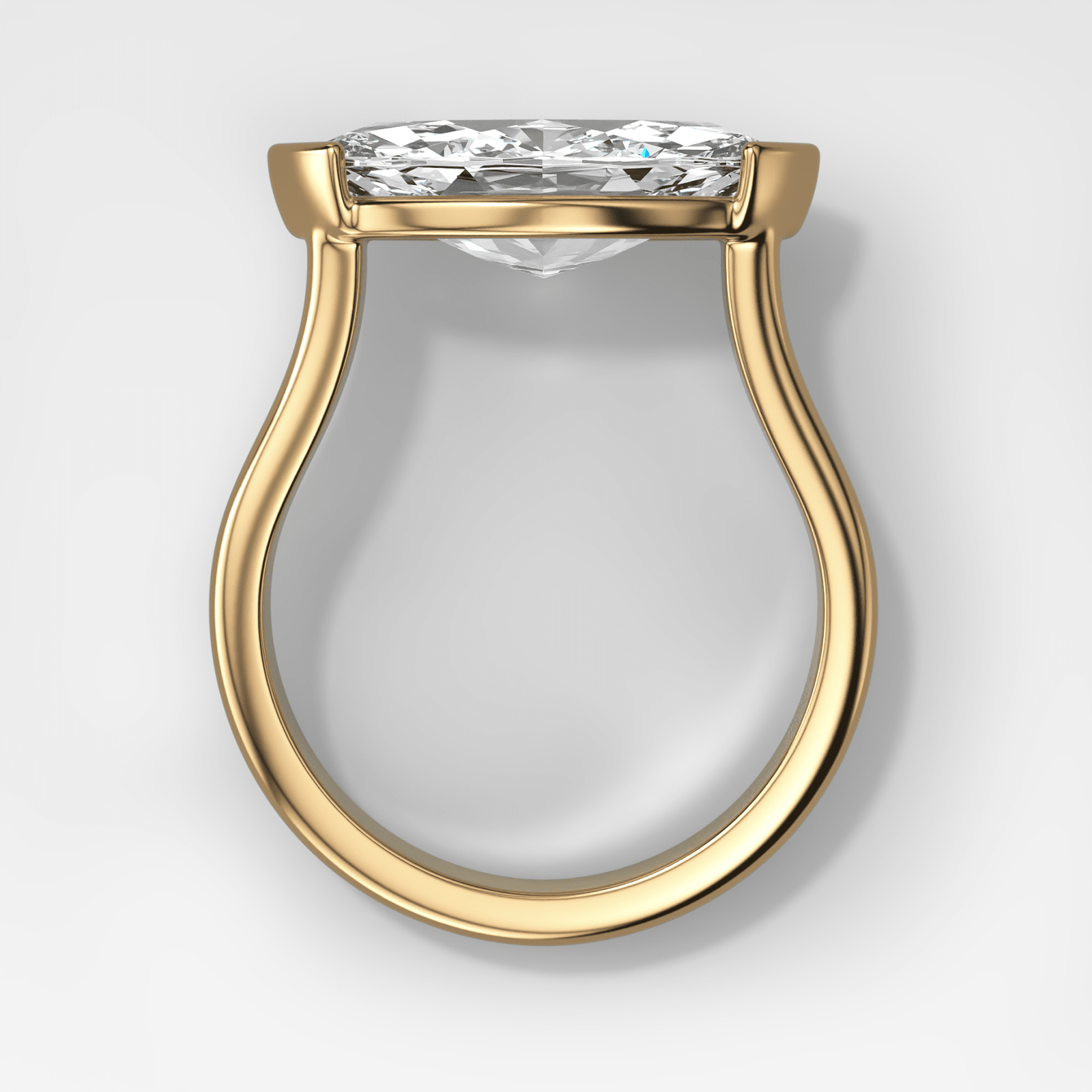 Double Row East West Half Bezel Solitaire Engagement Ring With Marquise Cut Diamond - GOODSTONE