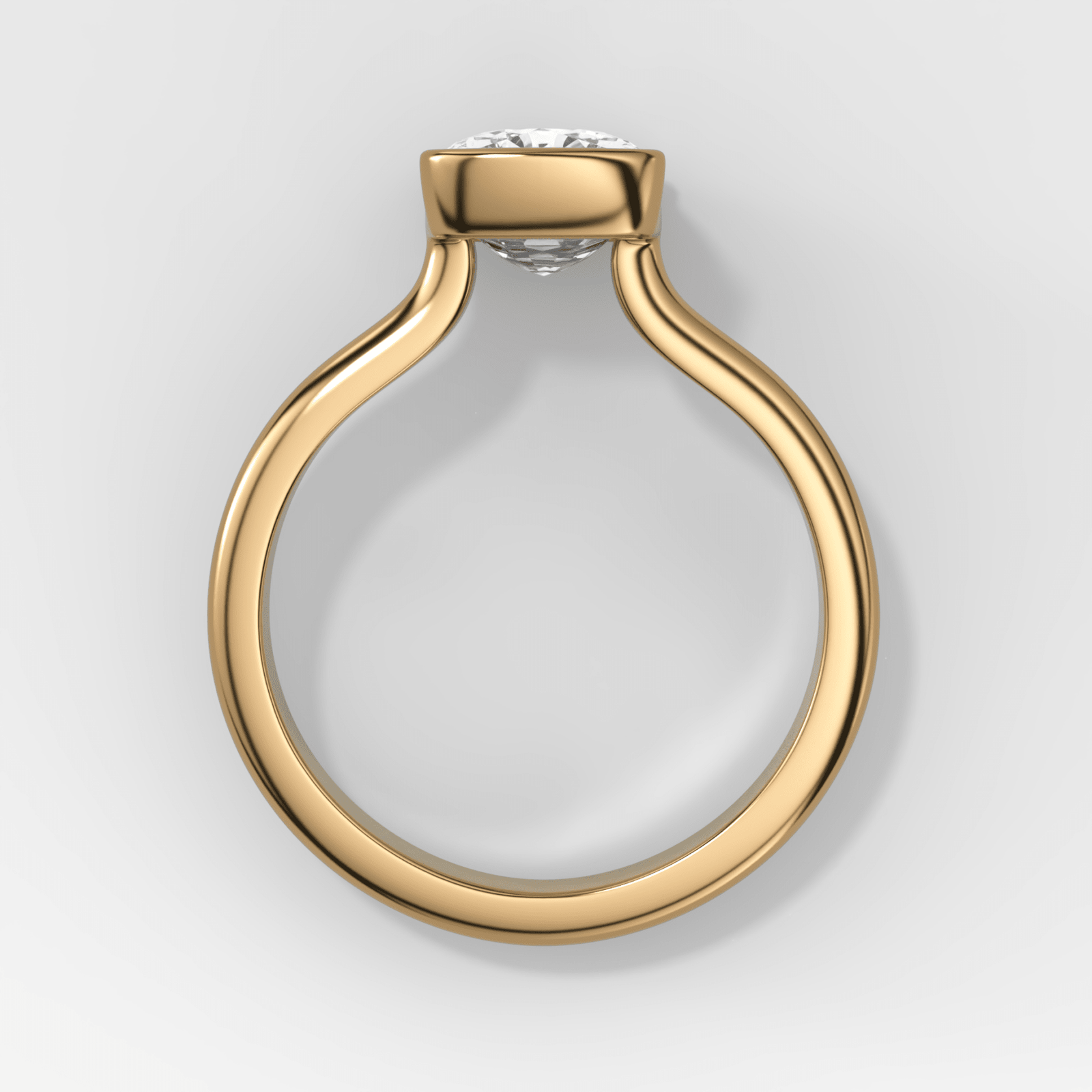 Double Row North South Half Bezel Solitaire Engagement Ring With Cushion Cut Diamond - GOODSTONE