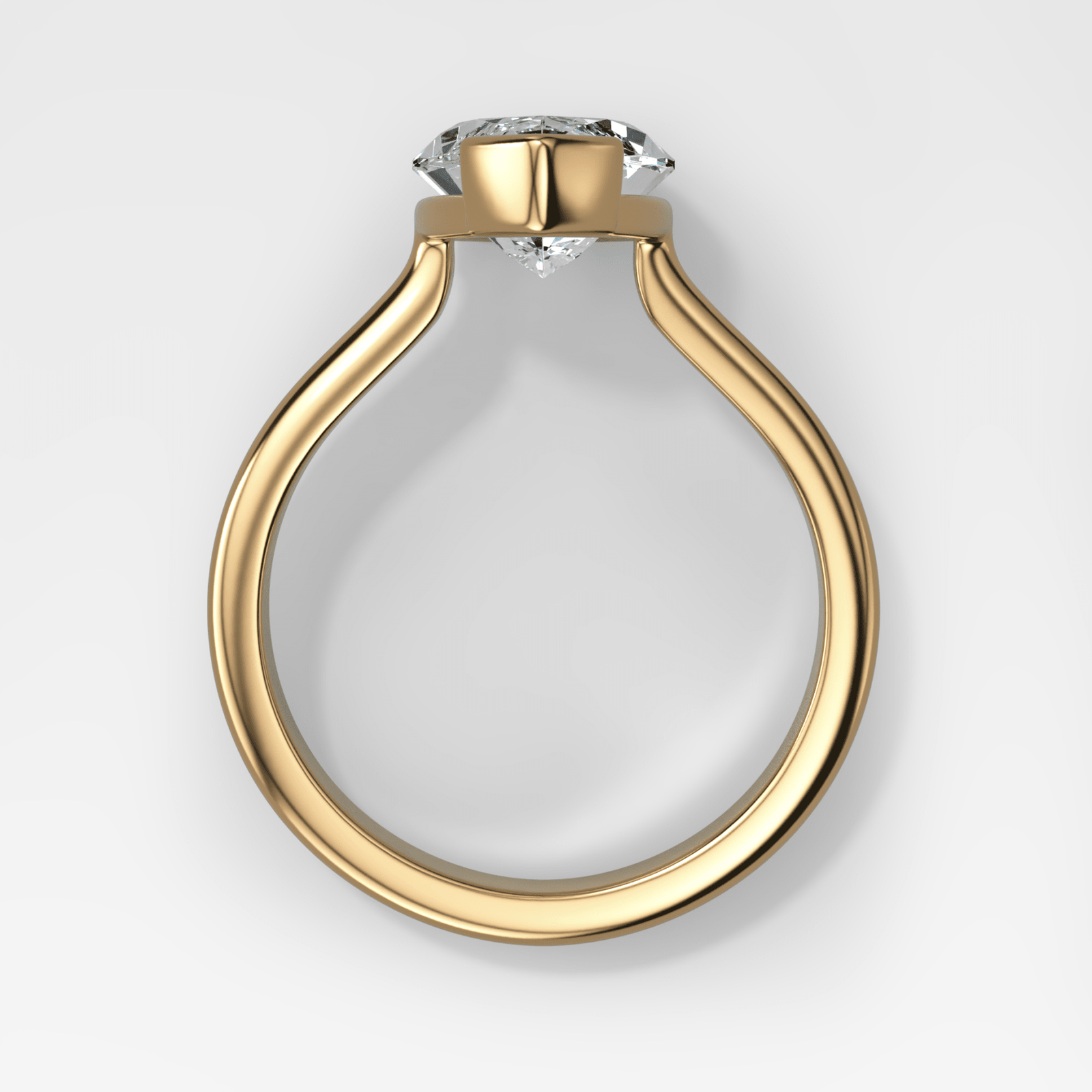 Double Row North South Half Bezel Solitaire Engagement Ring With Marquise Cut Diamond - GOODSTONE