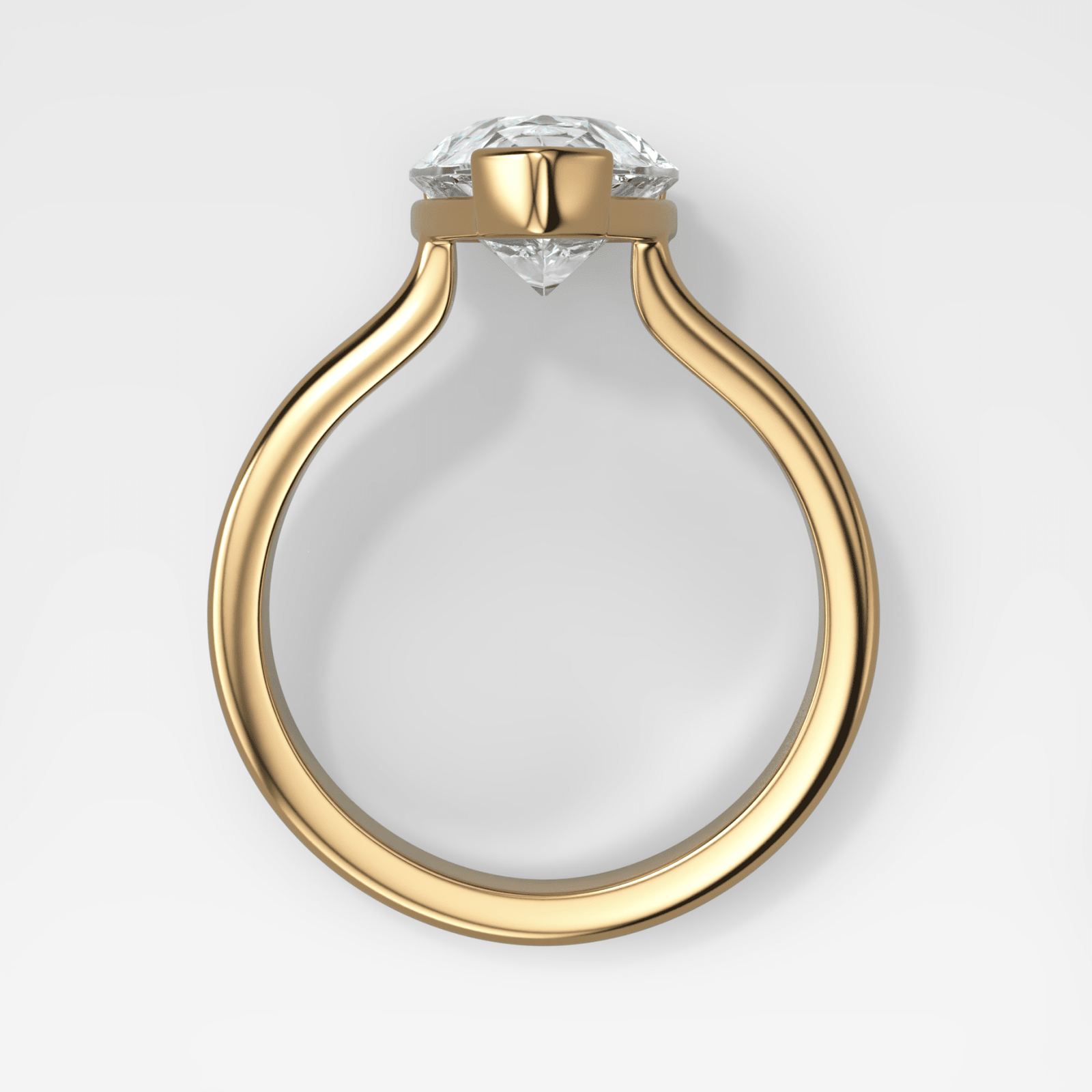 Double Row North South Half Bezel Solitaire Engagement Ring With Pear Cut Diamond - GOODSTONE