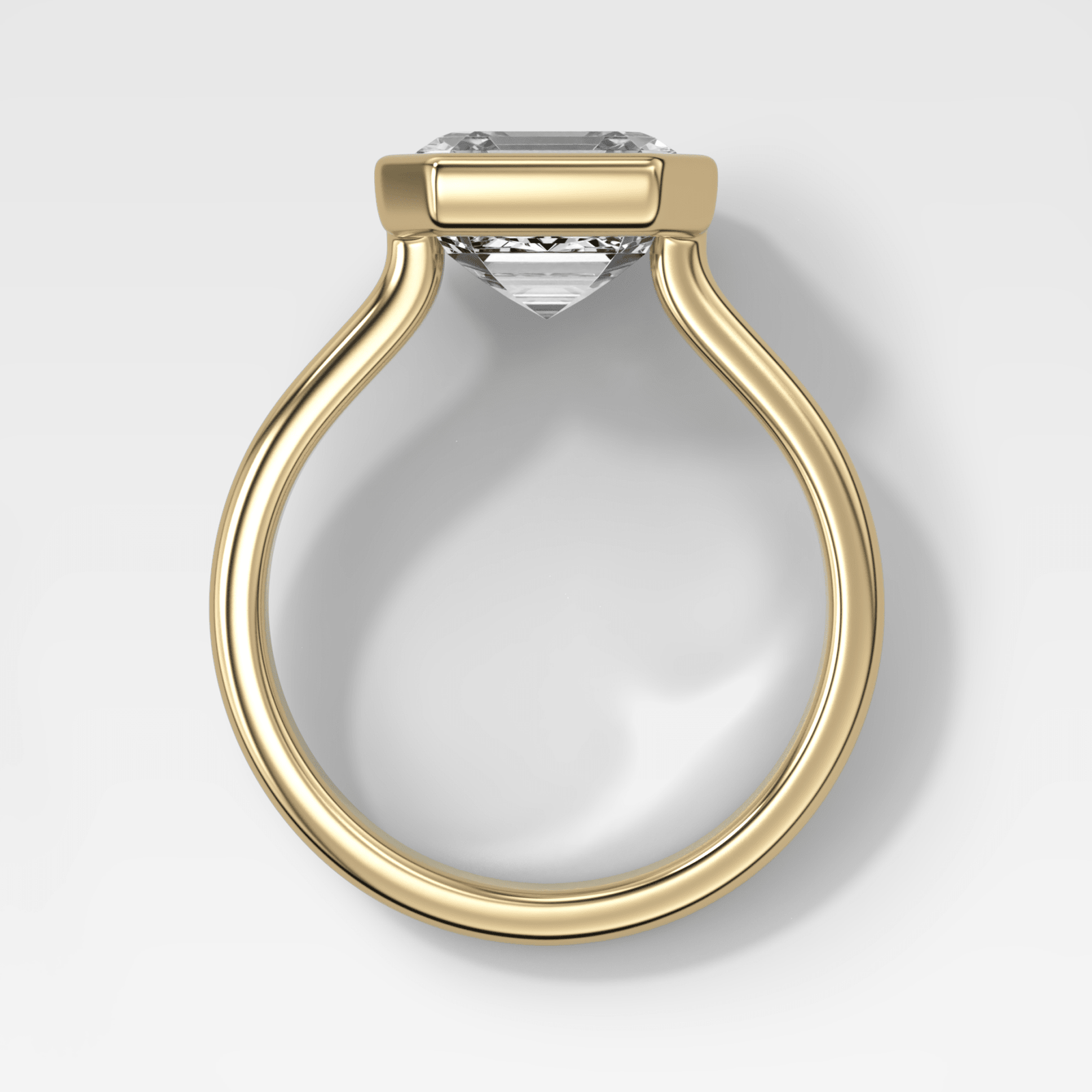Double Row Penumbra Bezel Engagement Ring With Asscher Cut Diamond - GOODSTONE