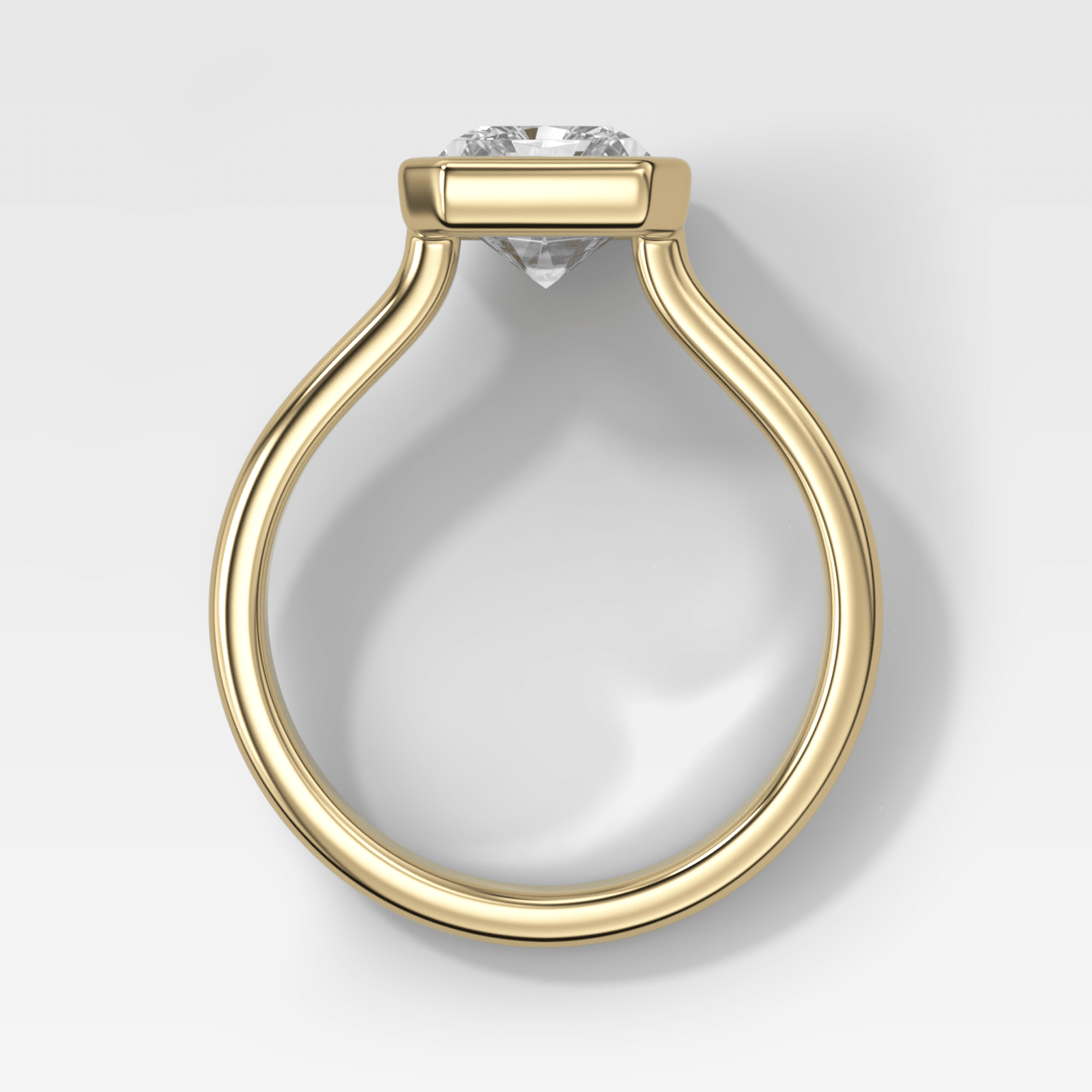 Double Row Penumbra Bezel Engagement Ring With Elongated Radiant Cut Diamond - GOODSTONE