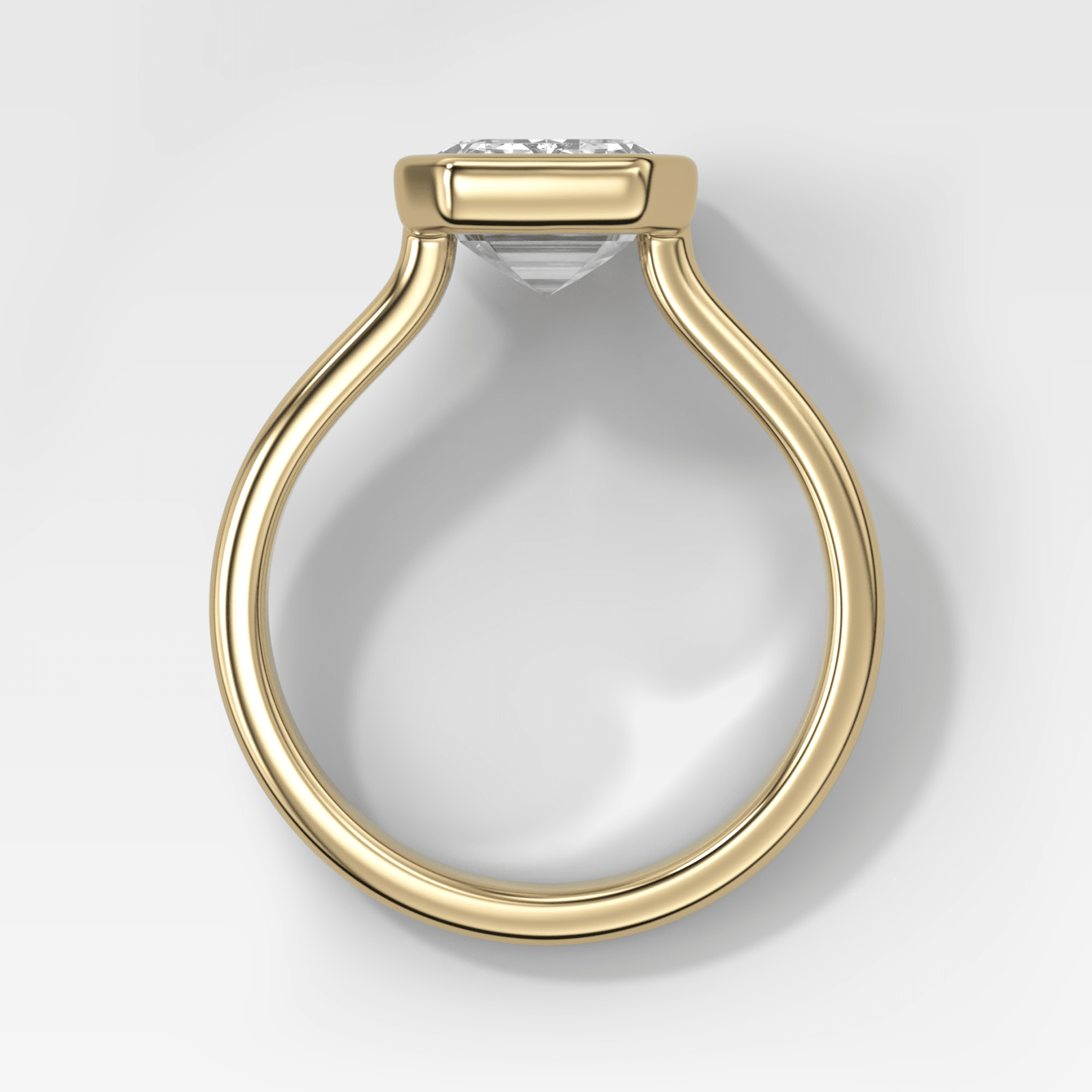 Double Row Penumbra Bezel Engagement Ring With Emerald Cut Diamond - GOODSTONE