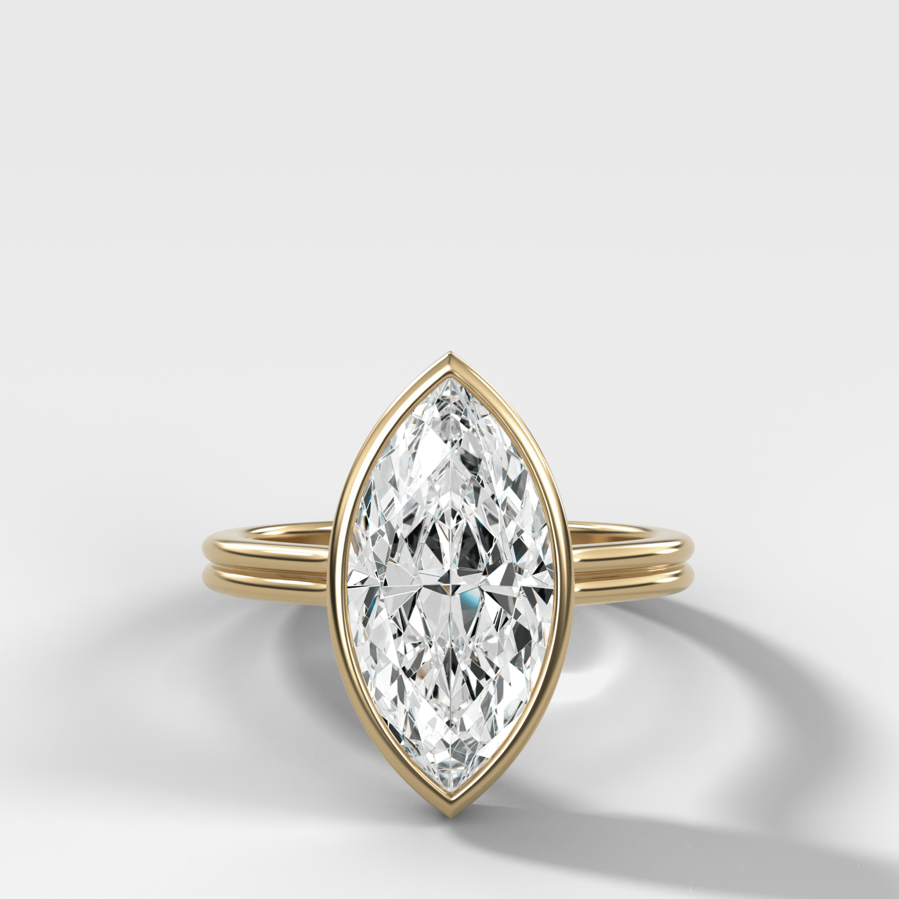 Double Row Penumbra Bezel Engagement Ring With Marquise Cut Diamond - GOODSTONE
