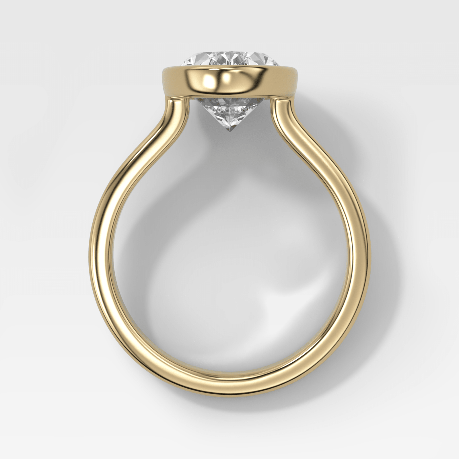 Double Row Penumbra Bezel Engagement Ring With Oval Cut Diamond - GOODSTONE