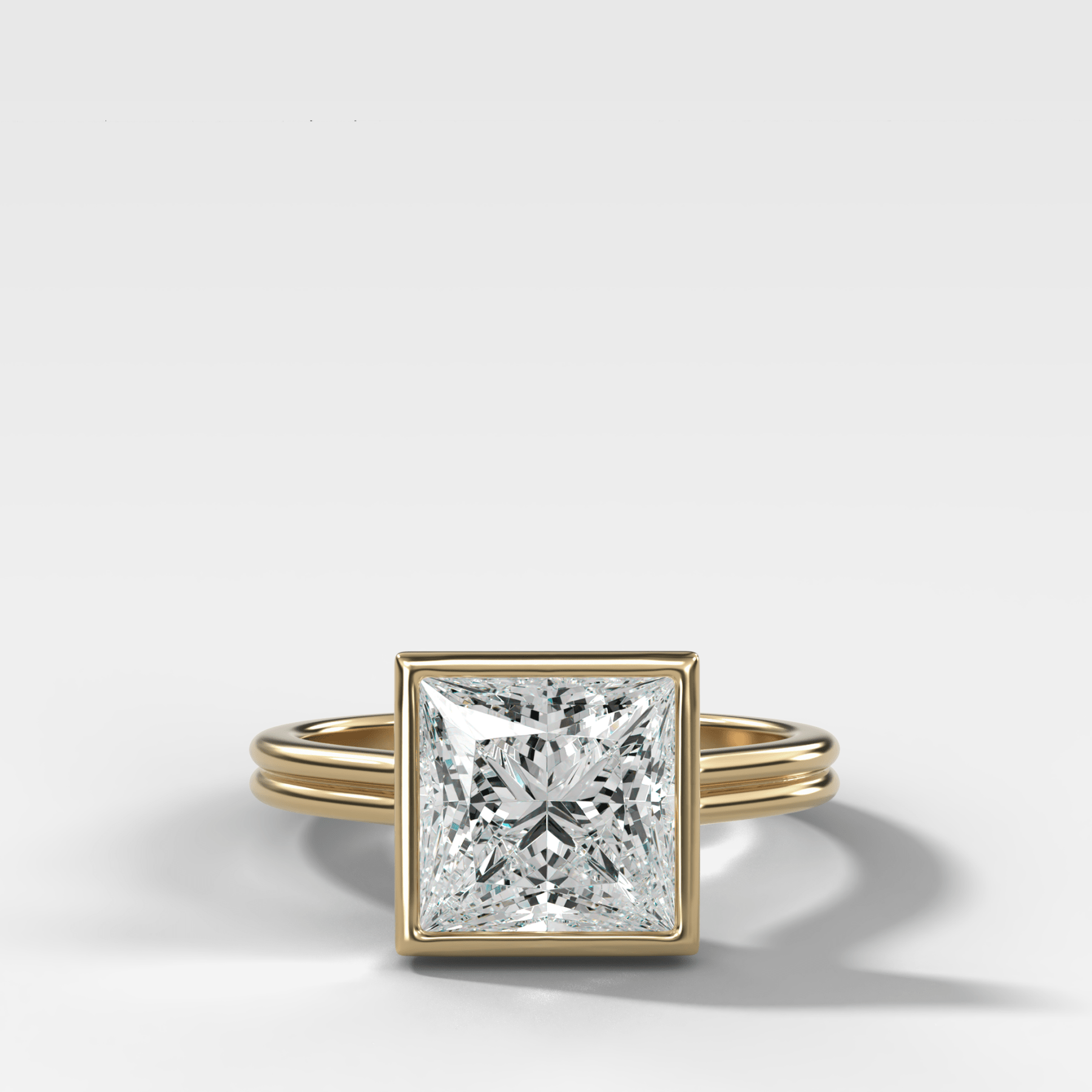 Double Row Penumbra Bezel Engagement Ring With Princess Cut Diamond - GOODSTONE