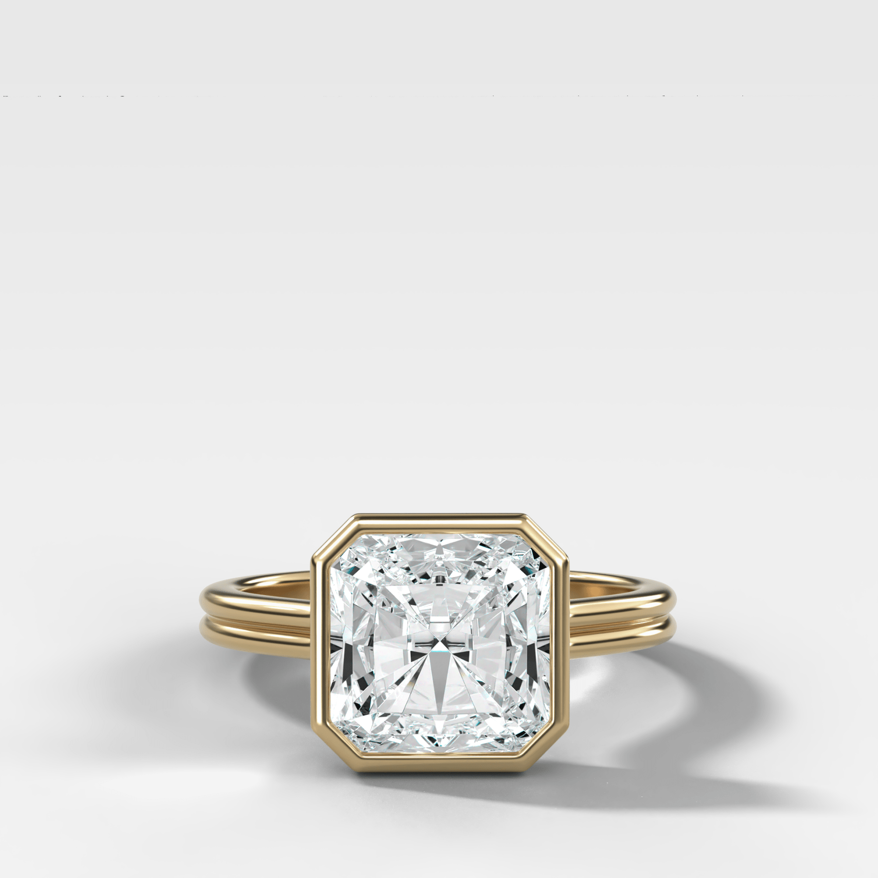 Double Row Penumbra Bezel Engagement Ring With Square Radiant Cut Diamond - GOODSTONE