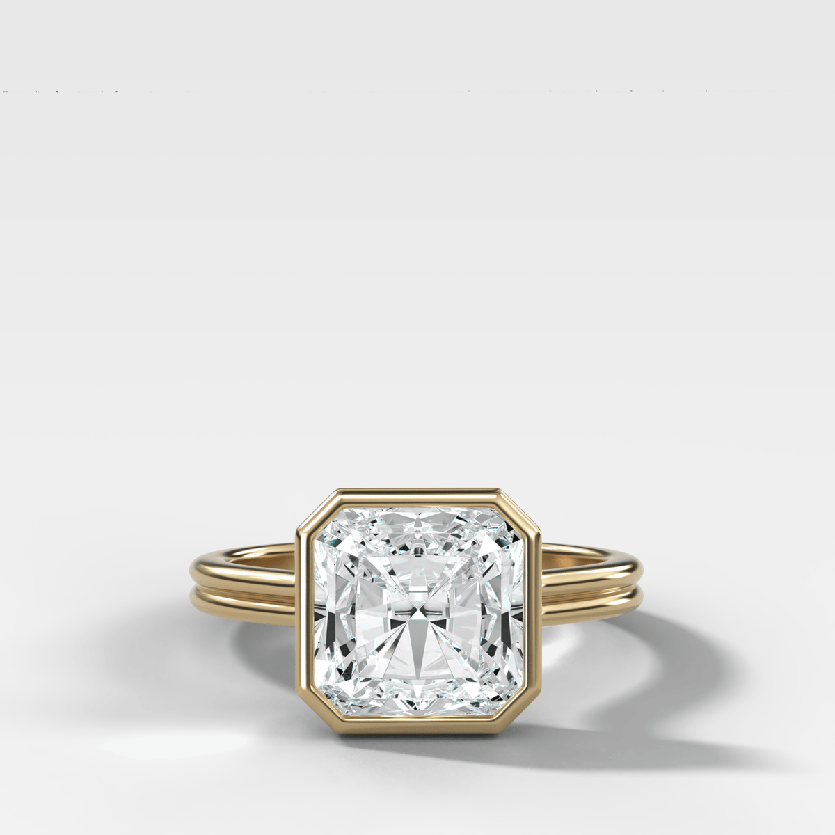 Double Row Penumbra Bezel Engagement Ring With Square Radiant Cut Diamond - GOODSTONE