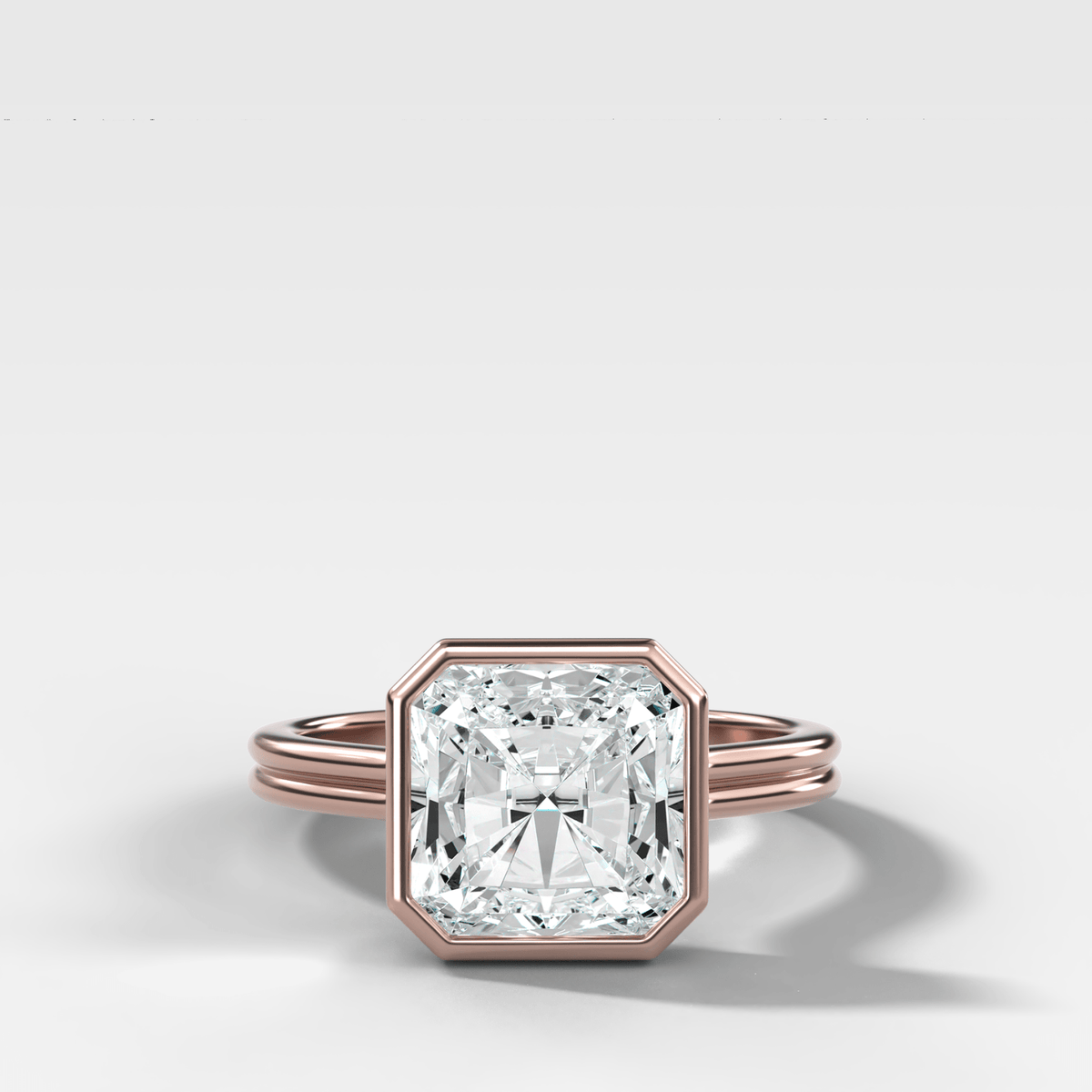 Double Row Penumbra Bezel Engagement Ring With Square Radiant Cut Diamond - GOODSTONE