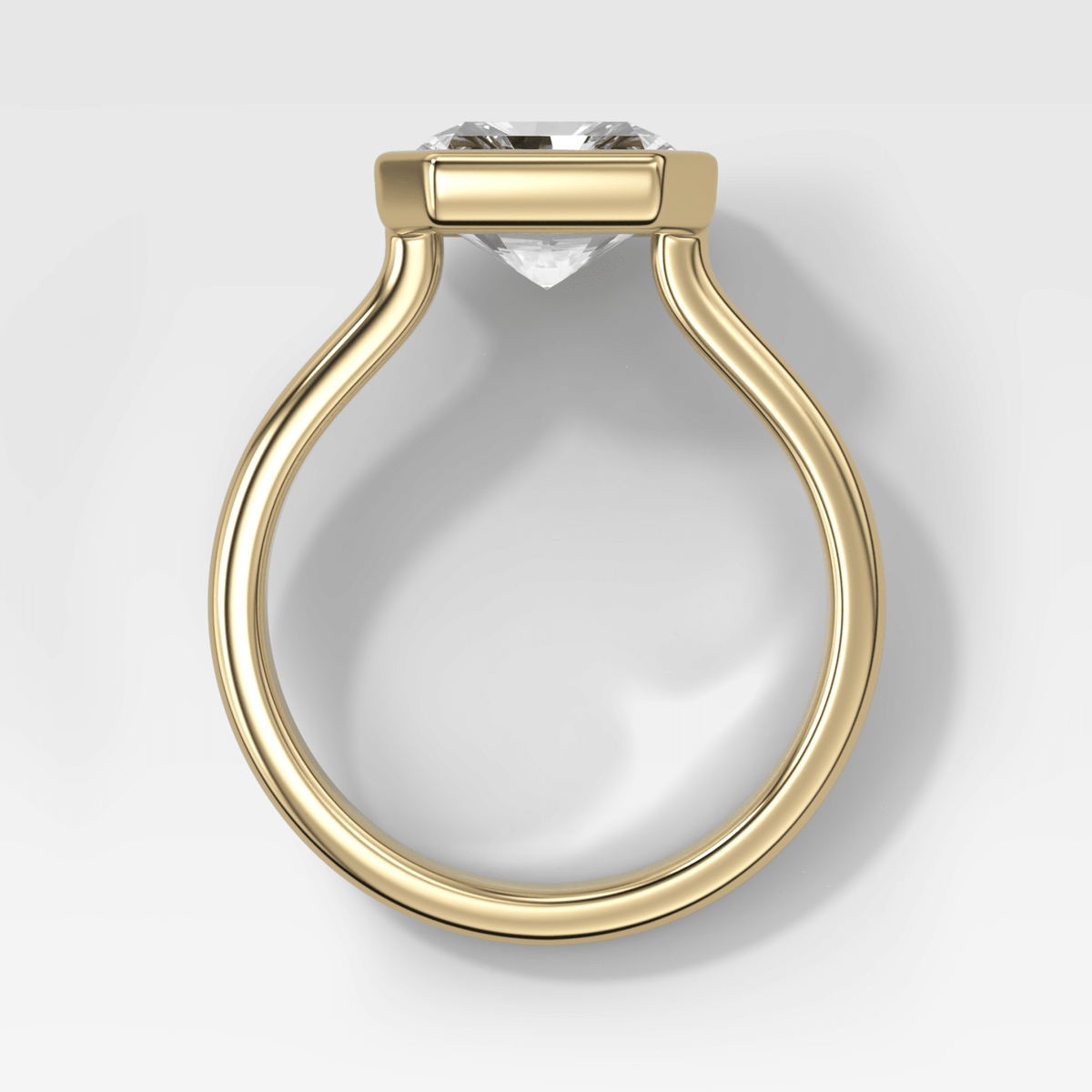 Double Row Penumbra Bezel Engagement Ring With Square Radiant Cut Diamond - GOODSTONE