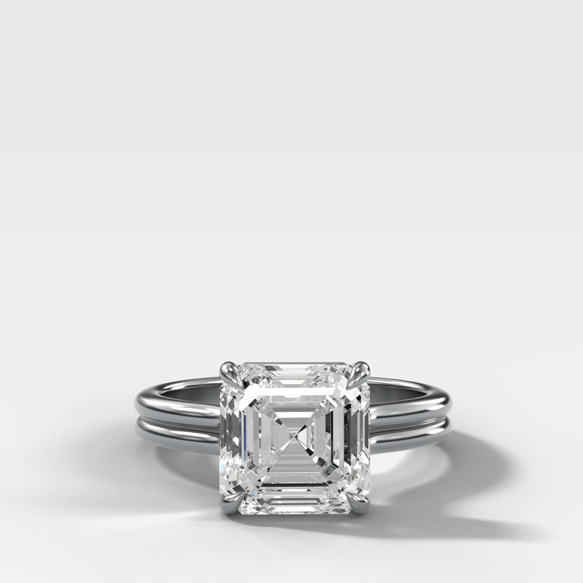 Double Row Solitaire Engagement Ring With Asscher Cut Diamond - GOODSTONE