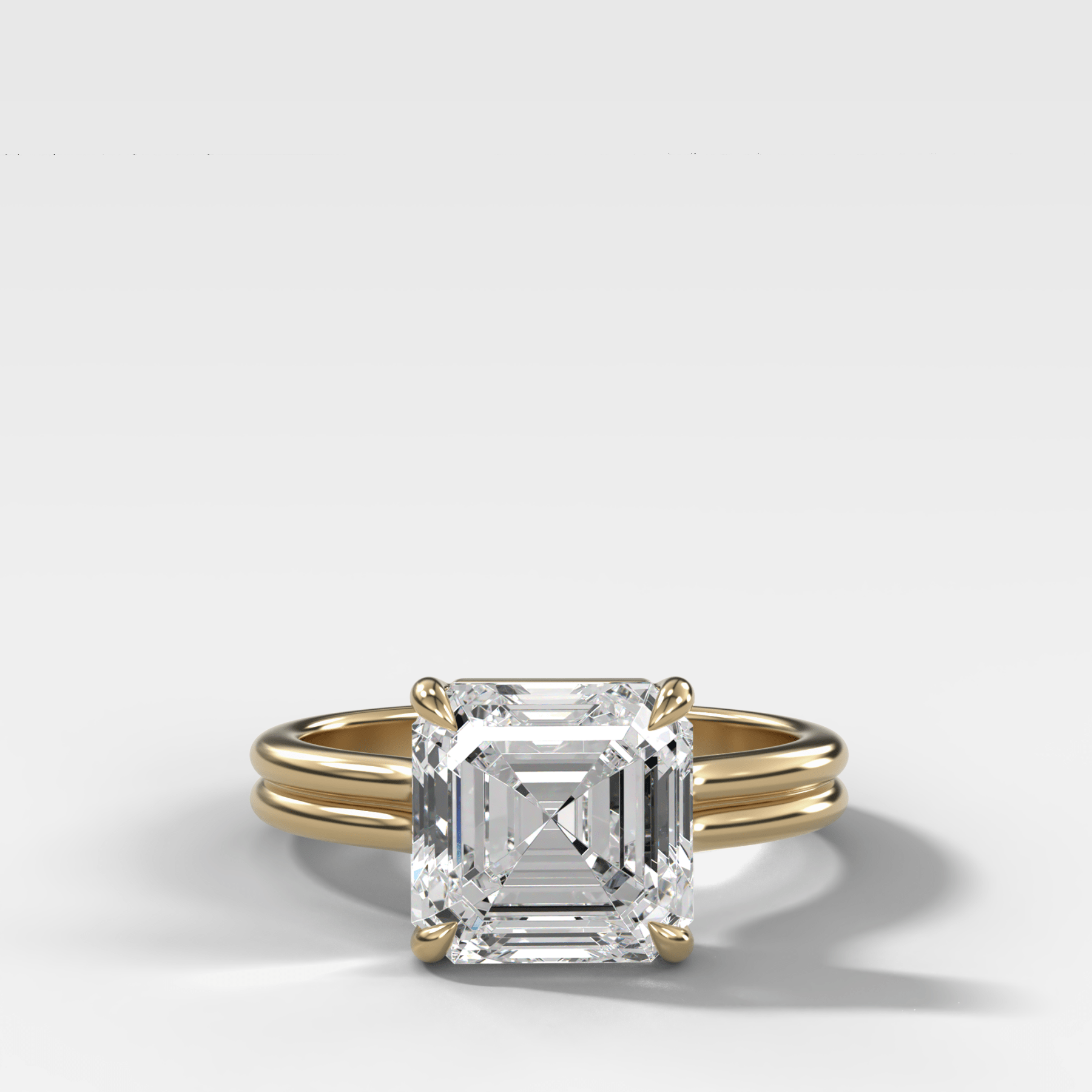 Double Row Solitaire Engagement Ring With Asscher Cut Diamond - GOODSTONE