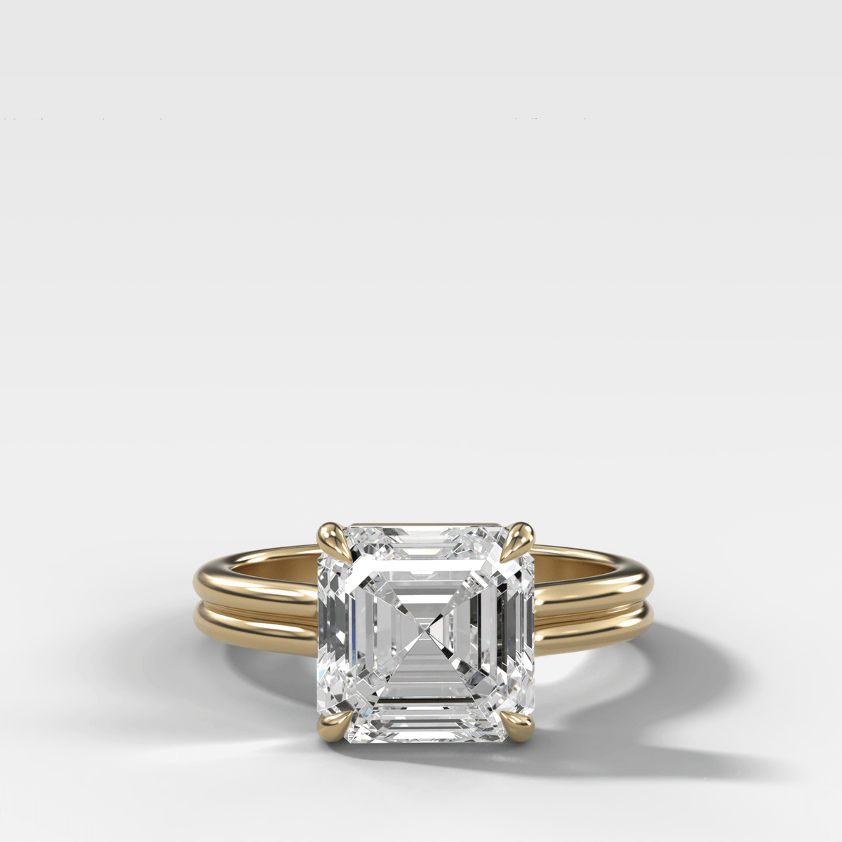 Double Row Solitaire Engagement Ring With Asscher Cut Diamond - GOODSTONE