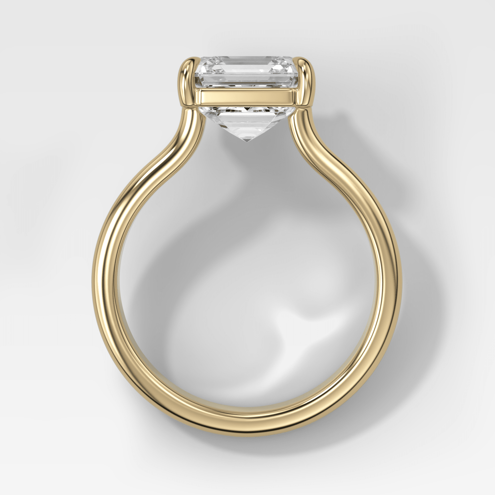 Double Row Solitaire Engagement Ring With Asscher Cut Diamond - GOODSTONE