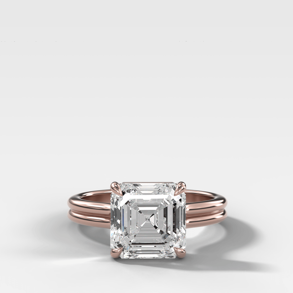 Double Row Solitaire Engagement Ring With Asscher Cut Diamond - GOODSTONE