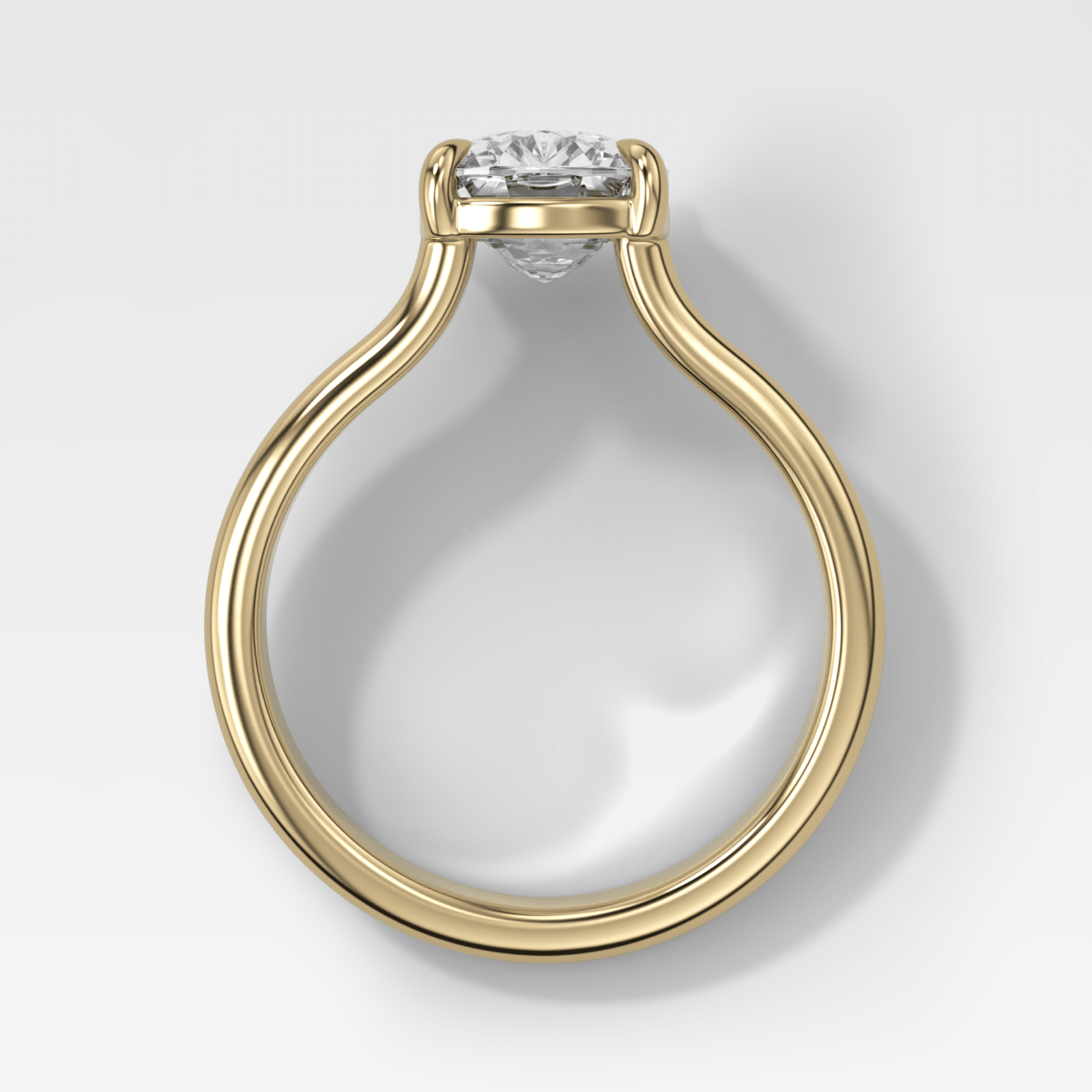 Double Row Solitaire Engagement Ring With Elongated Cushion Cut Diamond - GOODSTONE