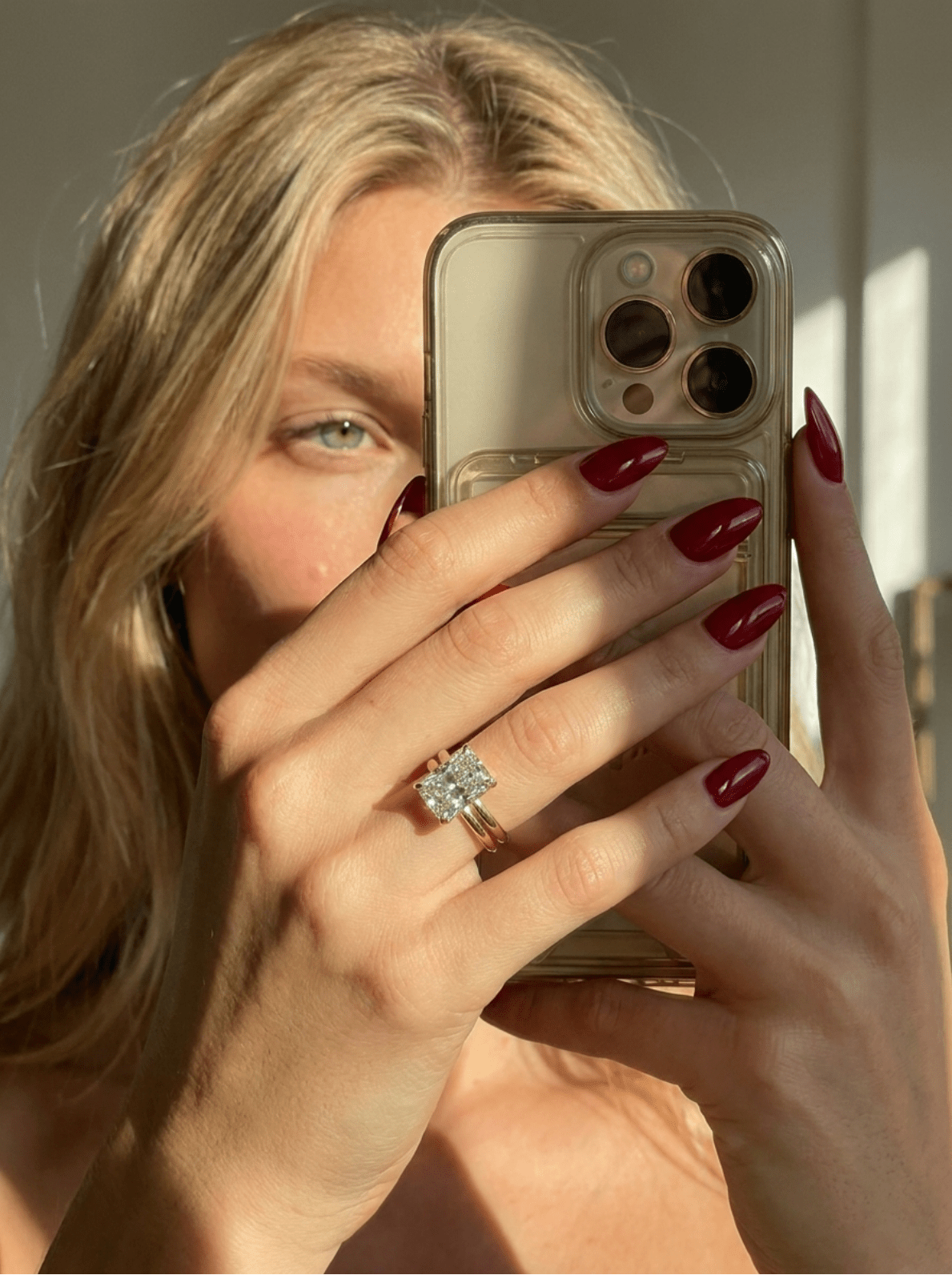 Double Row Solitaire Engagement Ring With Elongated Radiant Cut Diamond - GOODSTONE – view 3 of 6