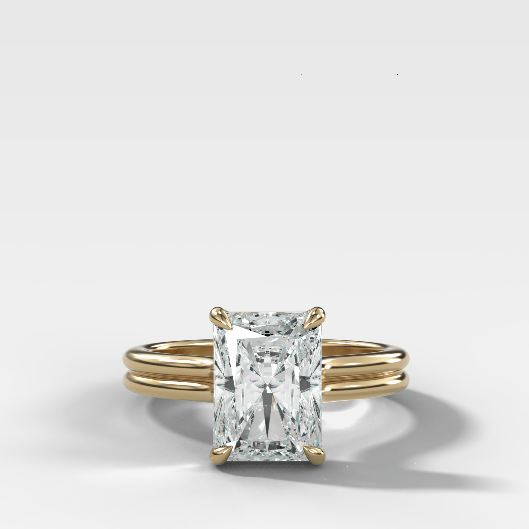 Double Row Solitaire Engagement Ring With Elongated Radiant Cut Diamond - GOODSTONE