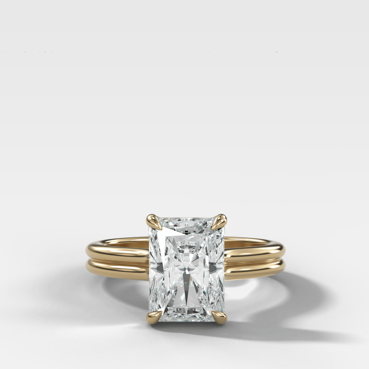 Double Row Solitaire Engagement Ring With Elongated Radiant Cut Diamond - GOODSTONE
