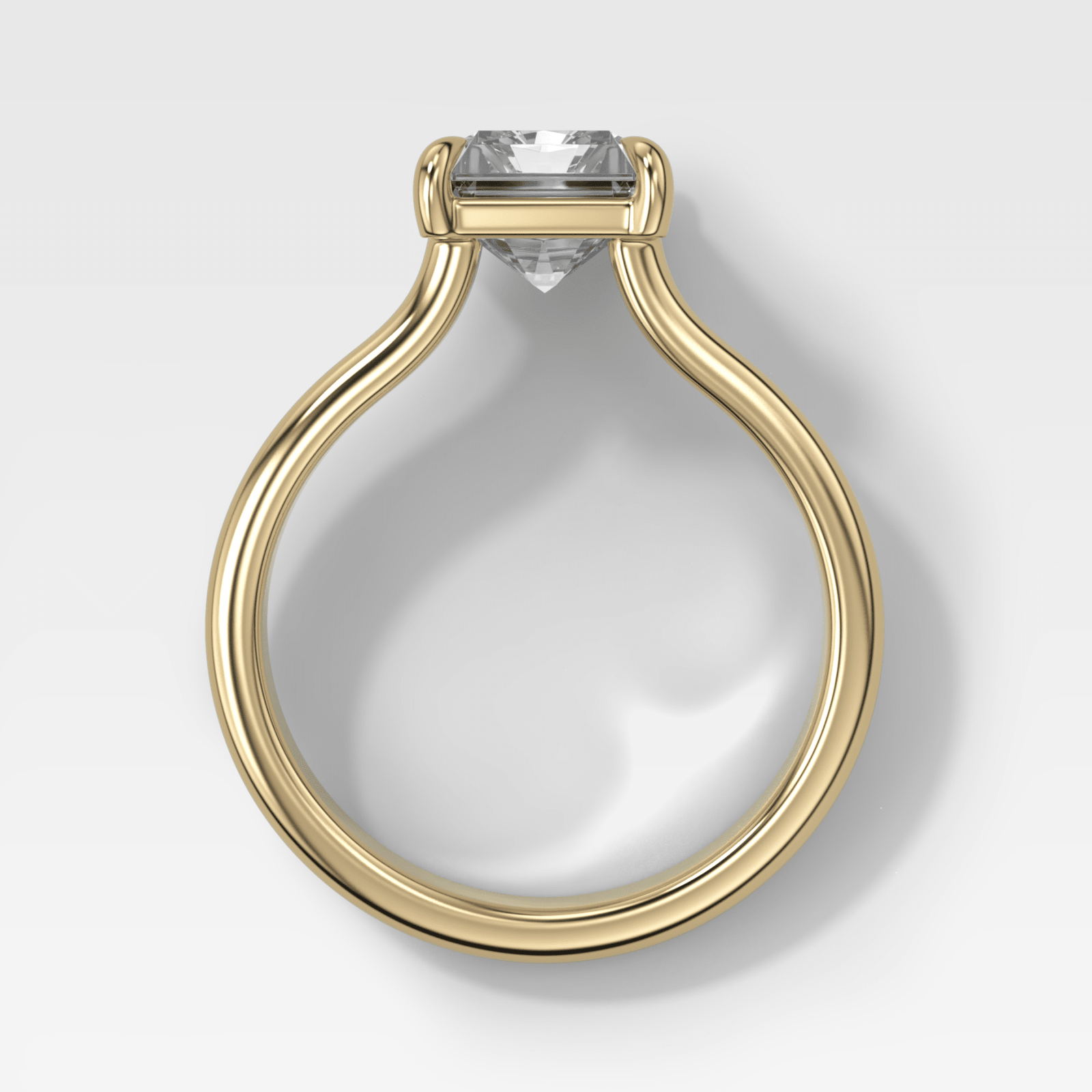 Double Row Solitaire Engagement Ring With Elongated Radiant Cut Diamond - GOODSTONE