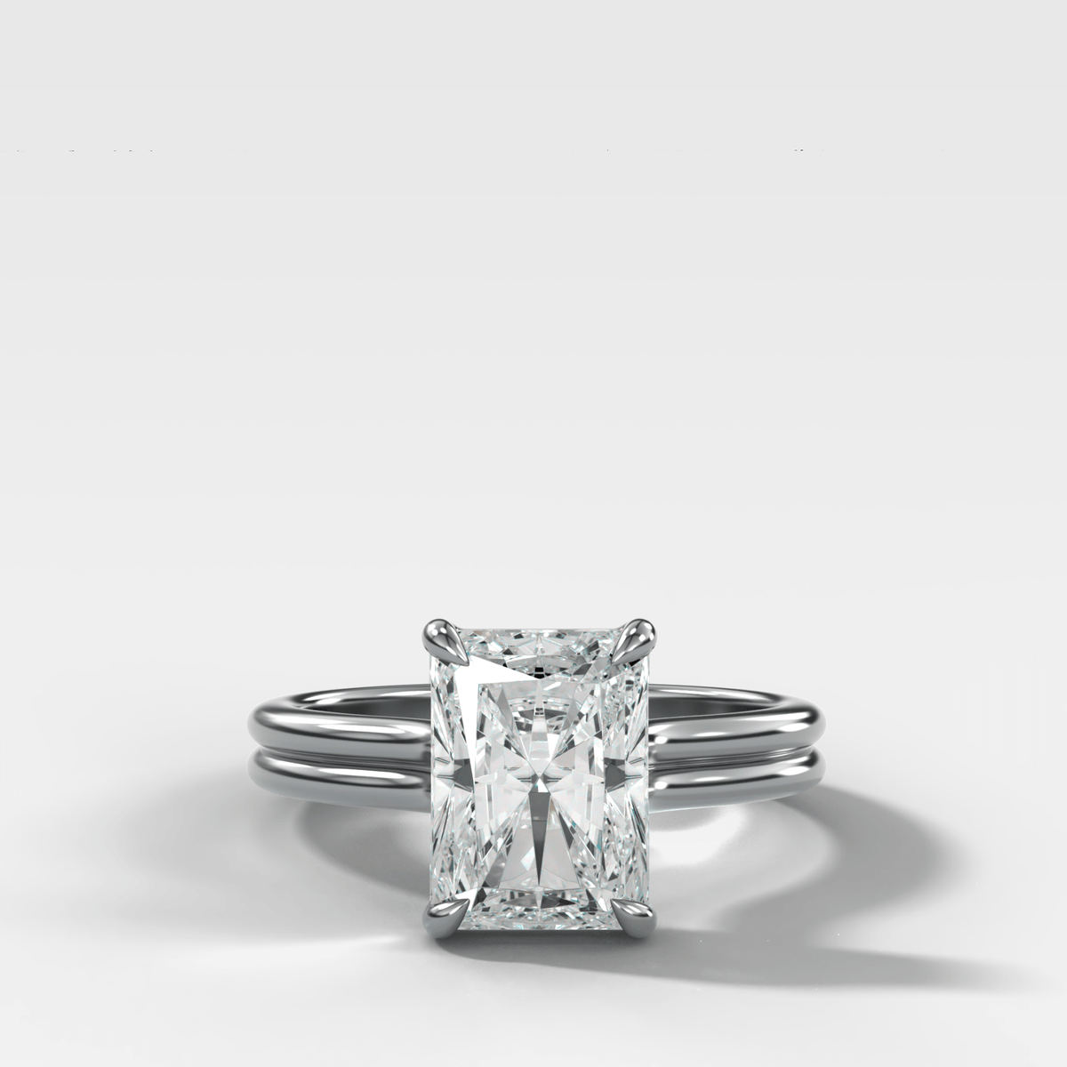 Double Row Solitaire Engagement Ring With Elongated Radiant Cut Diamond - GOODSTONE