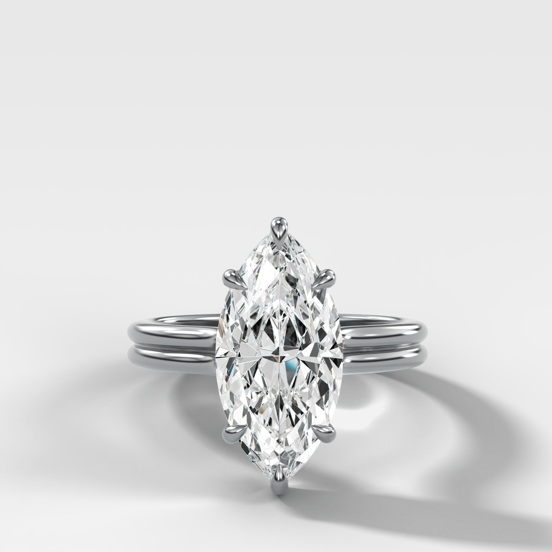 Double Row Solitaire Engagement Ring With Marquise Cut Diamond - GOODSTONE