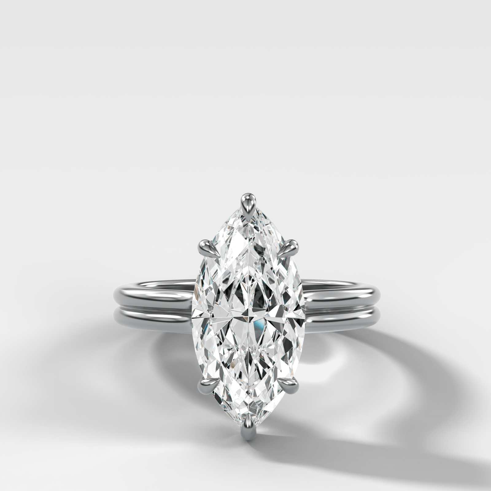 Double Row Solitaire Engagement Ring With Marquise Cut Diamond - GOODSTONE