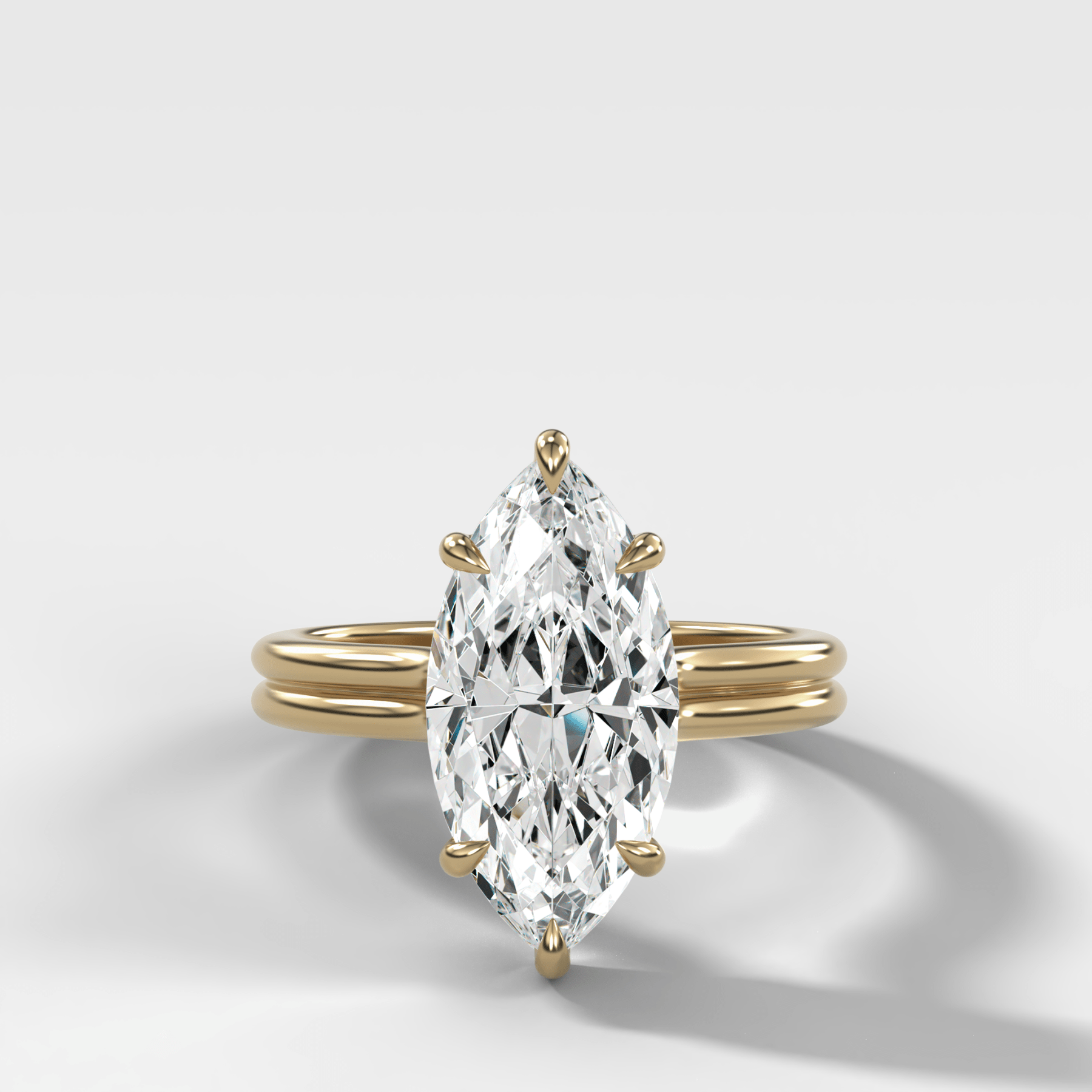 Double Row Solitaire Engagement Ring With Marquise Cut Diamond - GOODSTONE