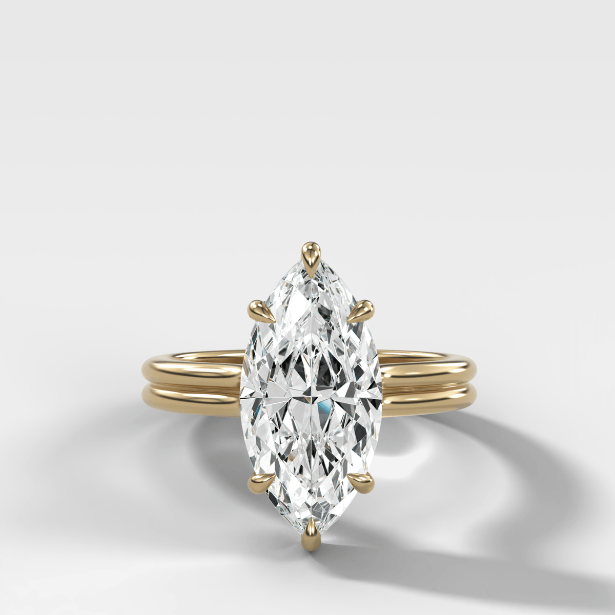 Double Row Solitaire Engagement Ring With Marquise Cut Diamond - GOODSTONE