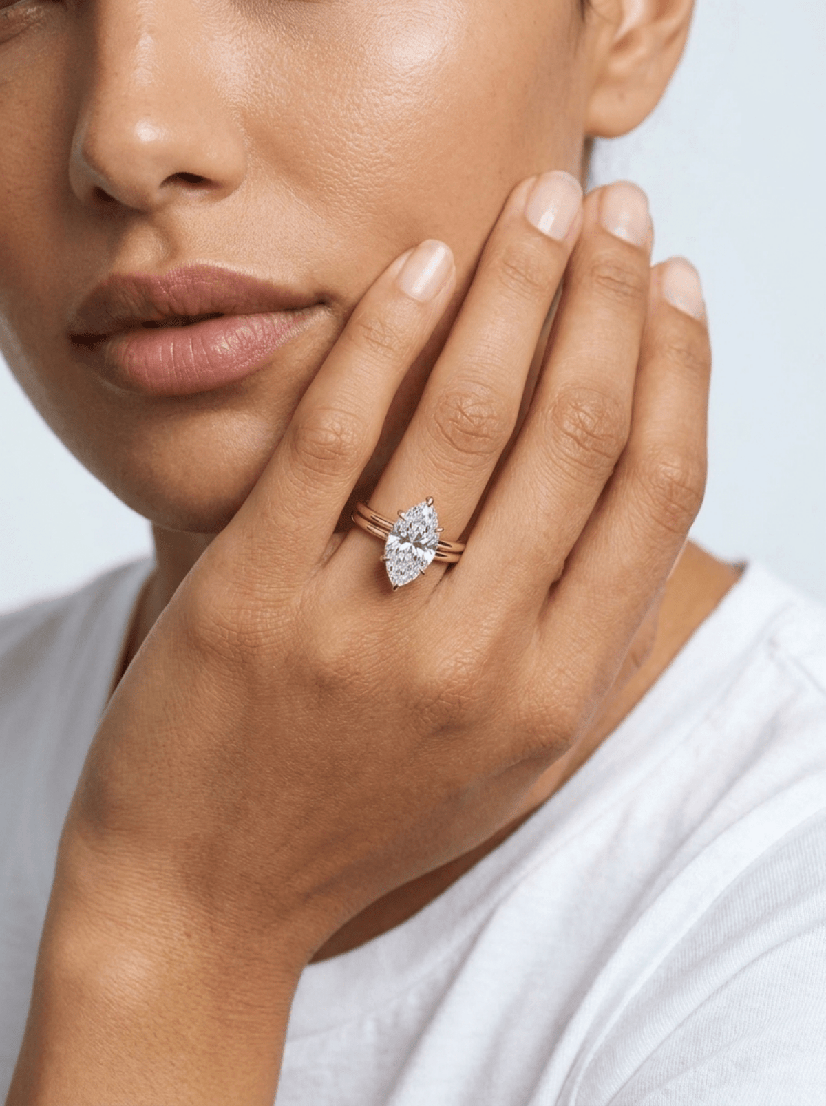 Double Row Solitaire Engagement Ring With Marquise Cut Diamond - GOODSTONE – view 6 of 6