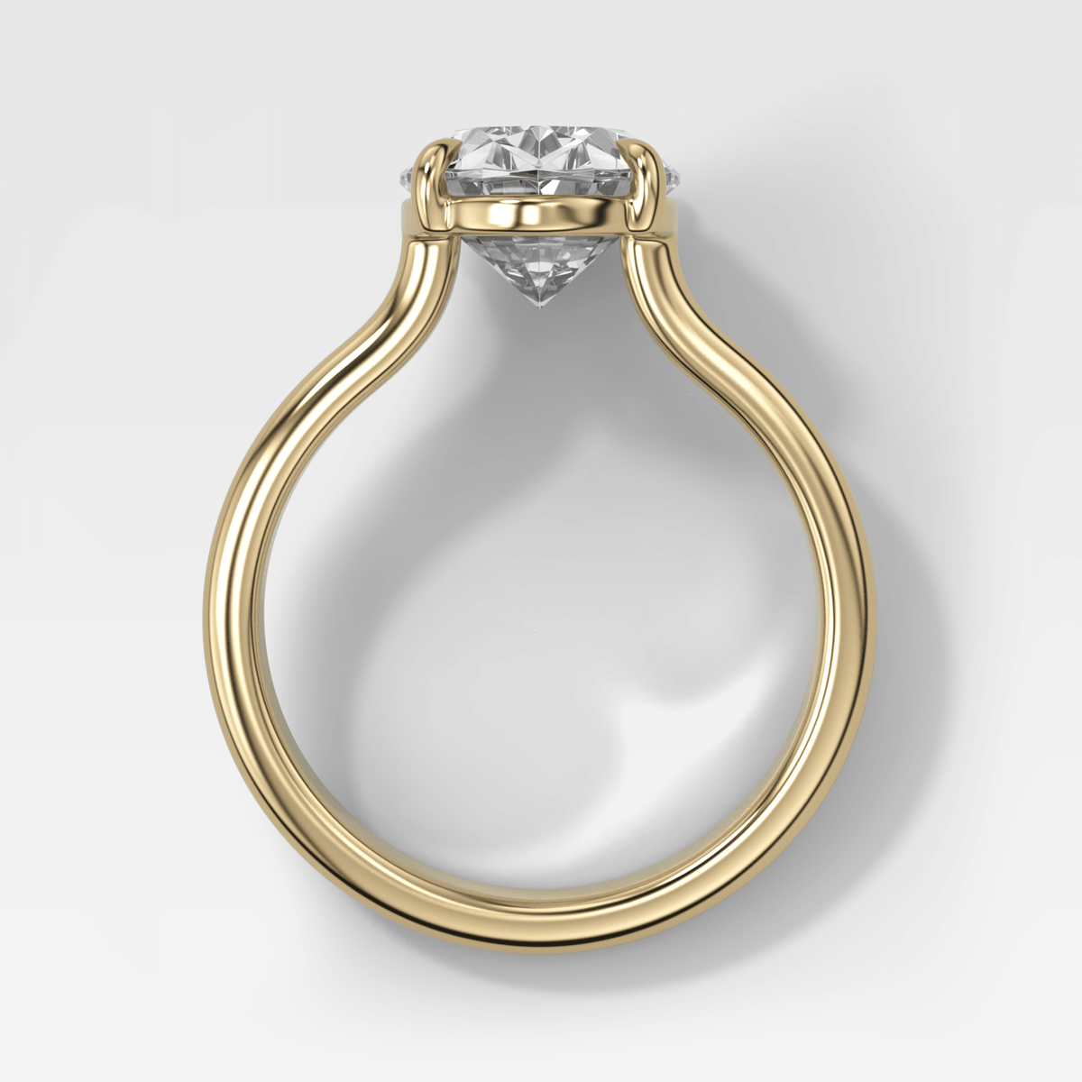 Double Row Solitaire Engagement Ring With Oval Cut Diamond - GOODSTONE
