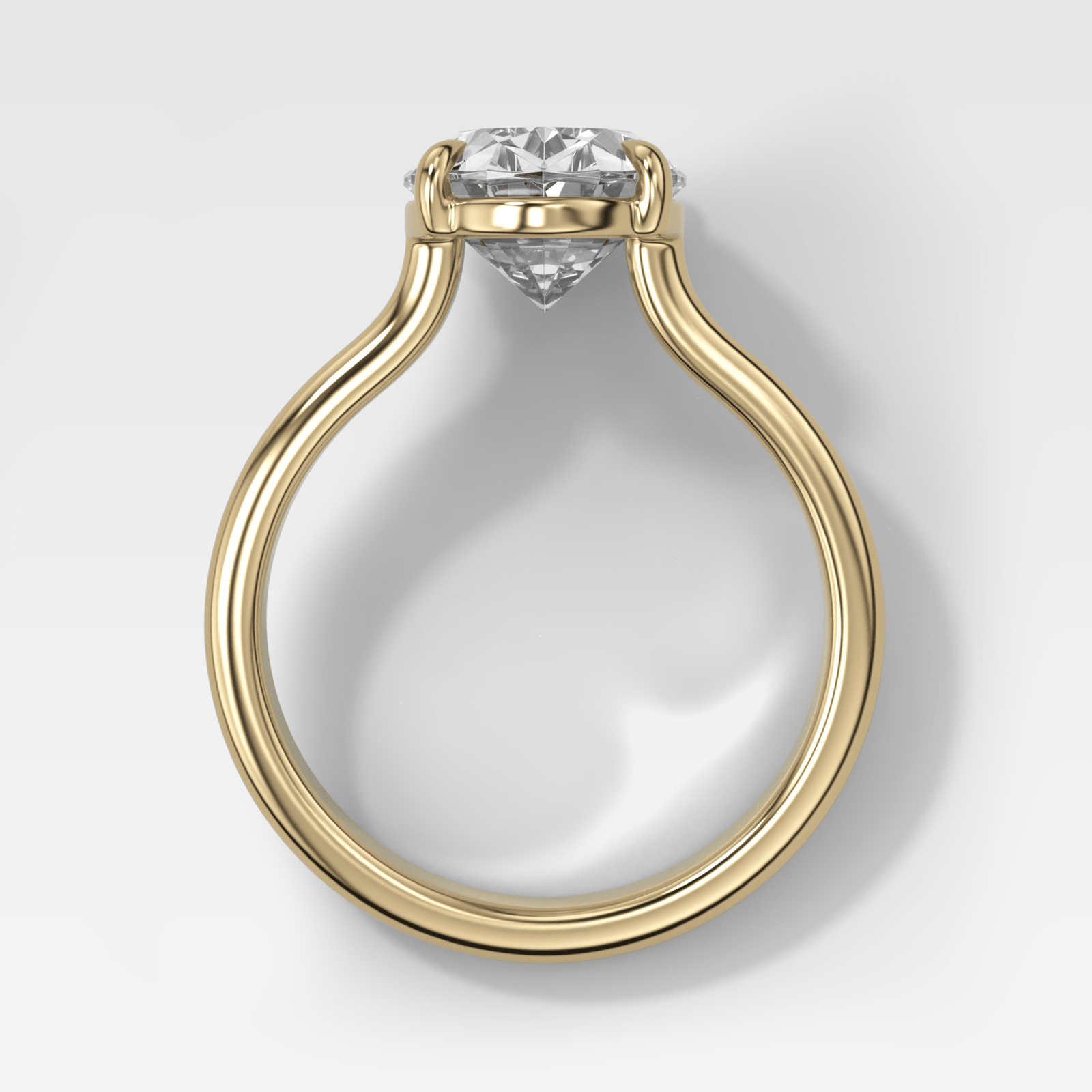 Double Row Solitaire Engagement Ring With Oval Cut Diamond - GOODSTONE