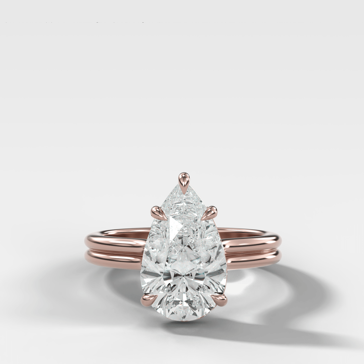 Double Row Solitaire Engagement Ring With Pear Cut Diamond - GOODSTONE