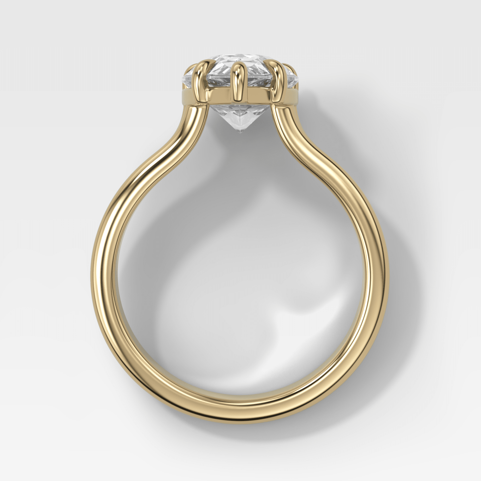 Double Row Solitaire Engagement Ring With Pear Cut Diamond - GOODSTONE